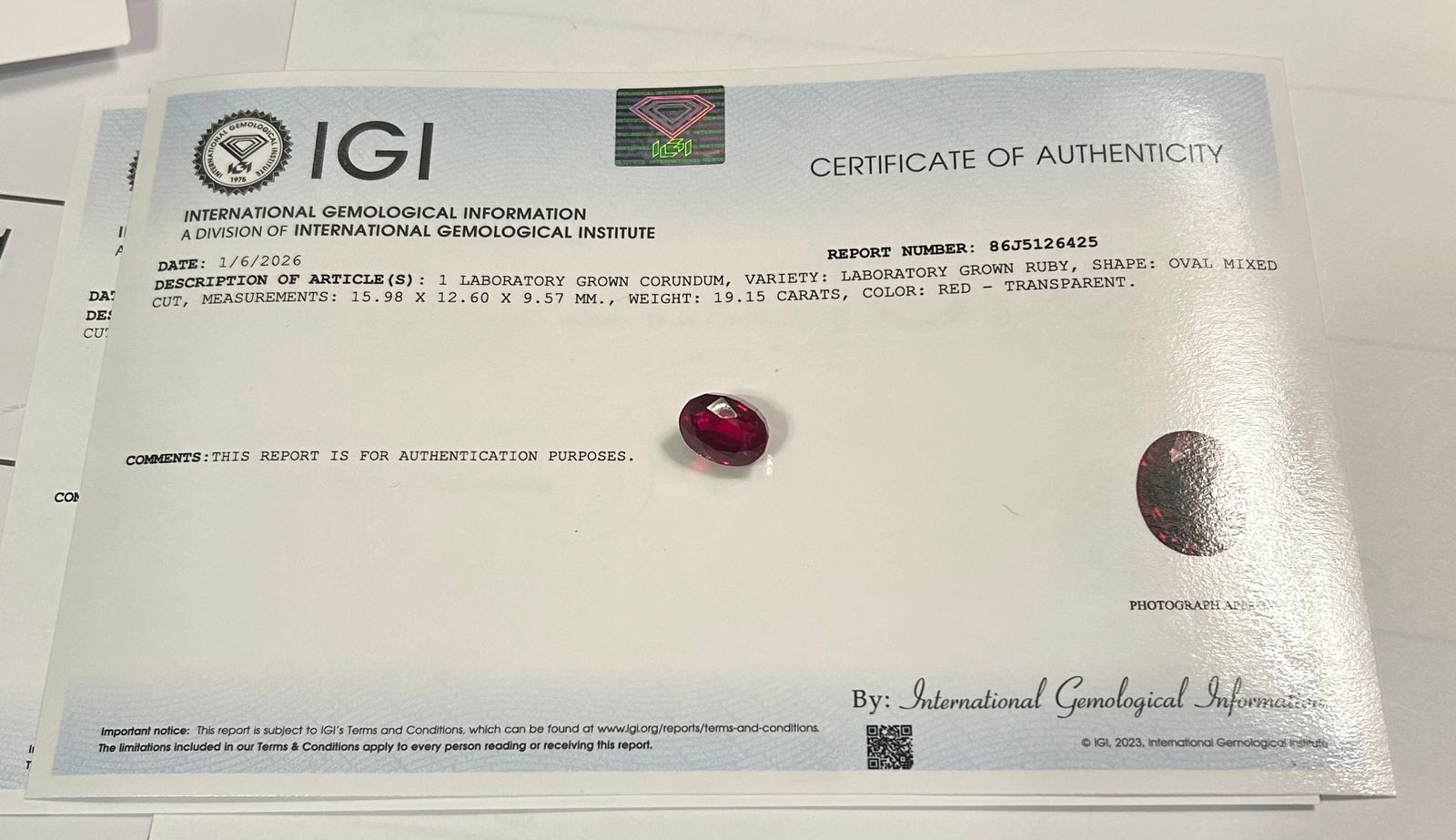 BIIIIGGG Cut Ruby 19.15 ct Lab grown - 3