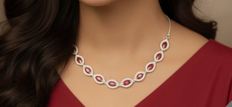 Pink Topaz & Diamond Necklace (1 of 3)