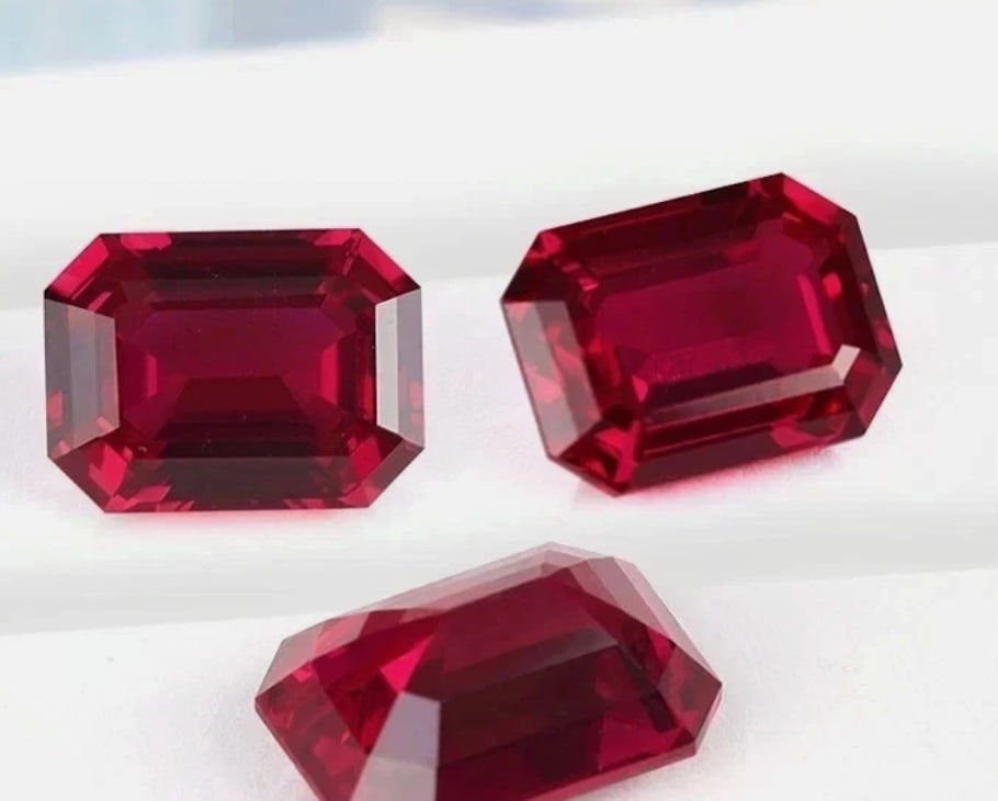 Natural Mozambique Blood Red Ruby 2 Ct Emerald Cut 5 pcs (1 of 3)
