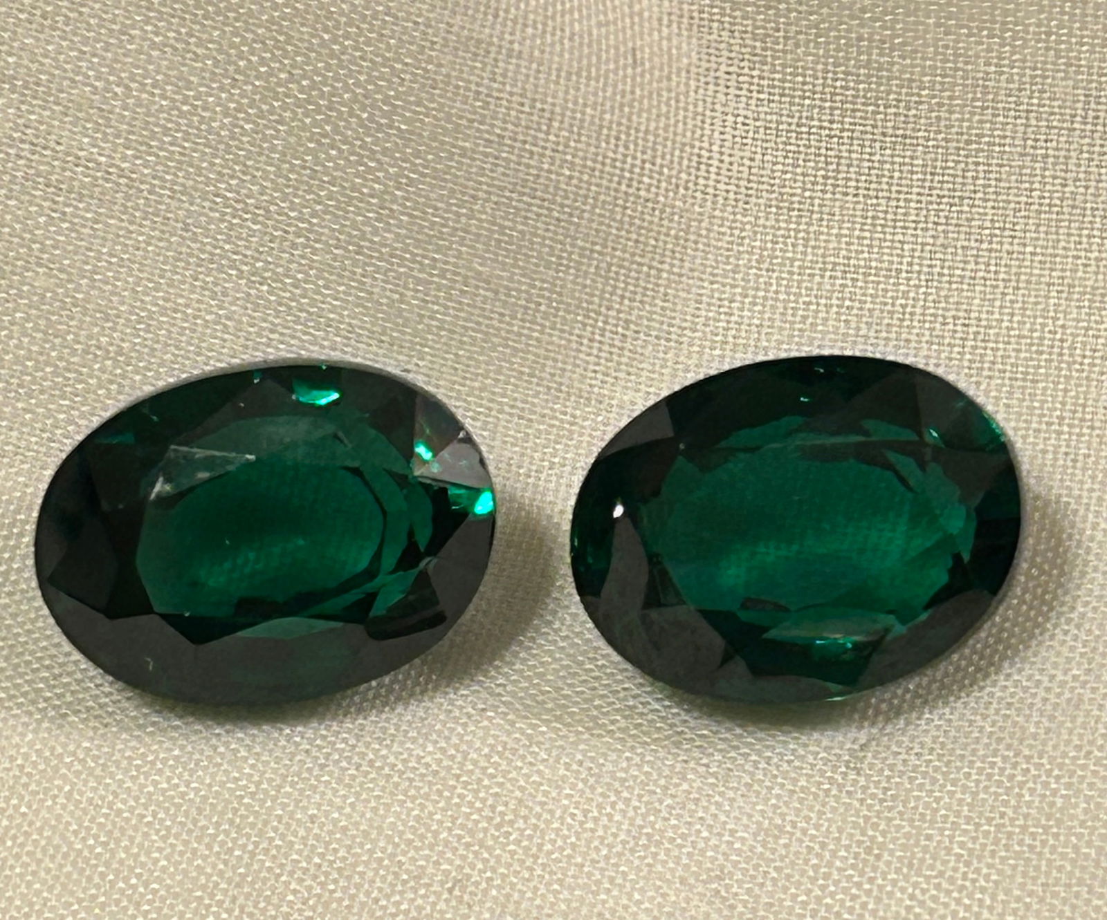 Dark Green Columbian Emeralds Oval Cut 19.6ct PAIR (1 of 2)