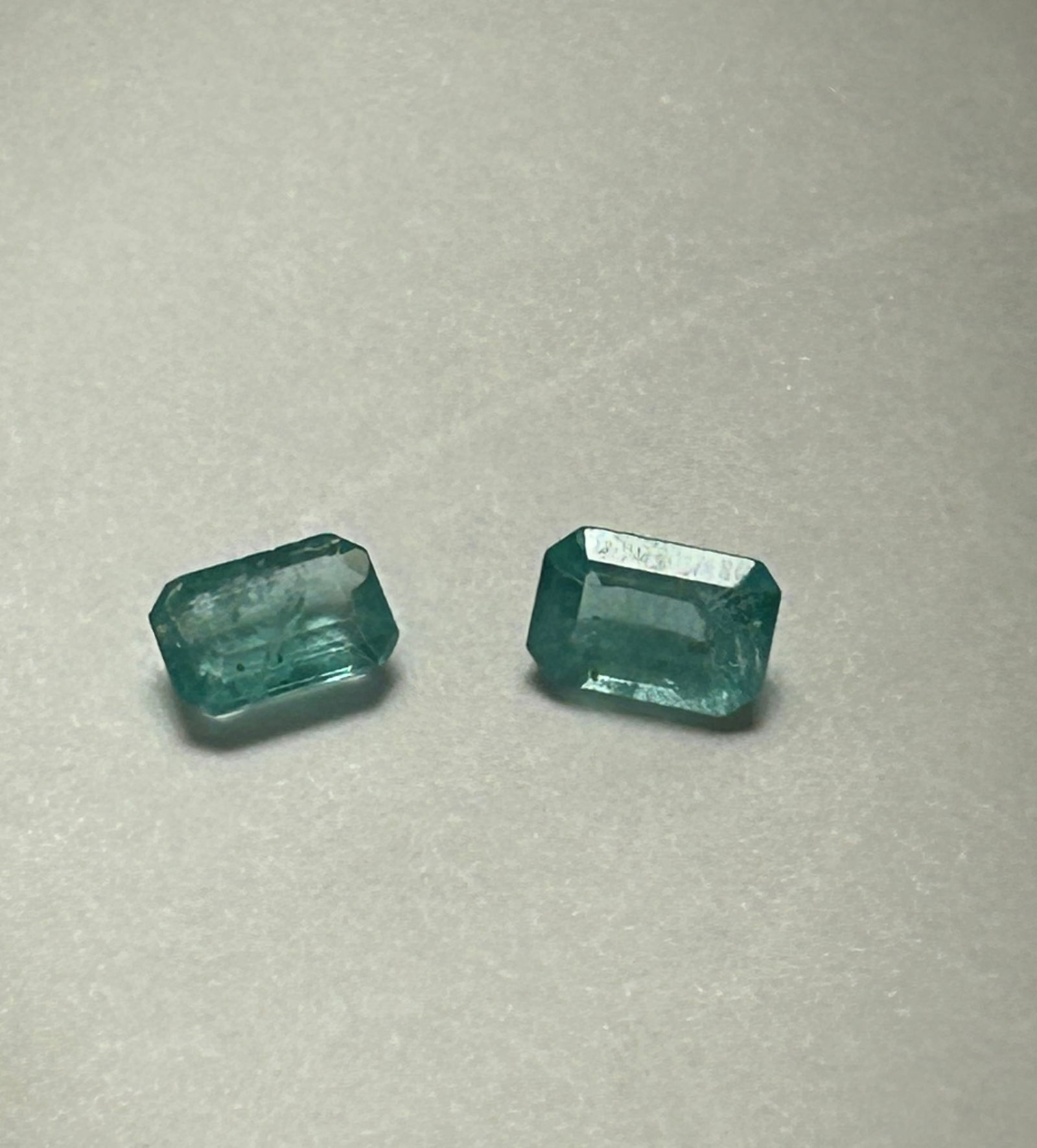 0.87 ct Octogon Cut PAIR Natural Zambian Emerald: 0.87 ct Octogon Cut PAIR Natural Zambian Emerald