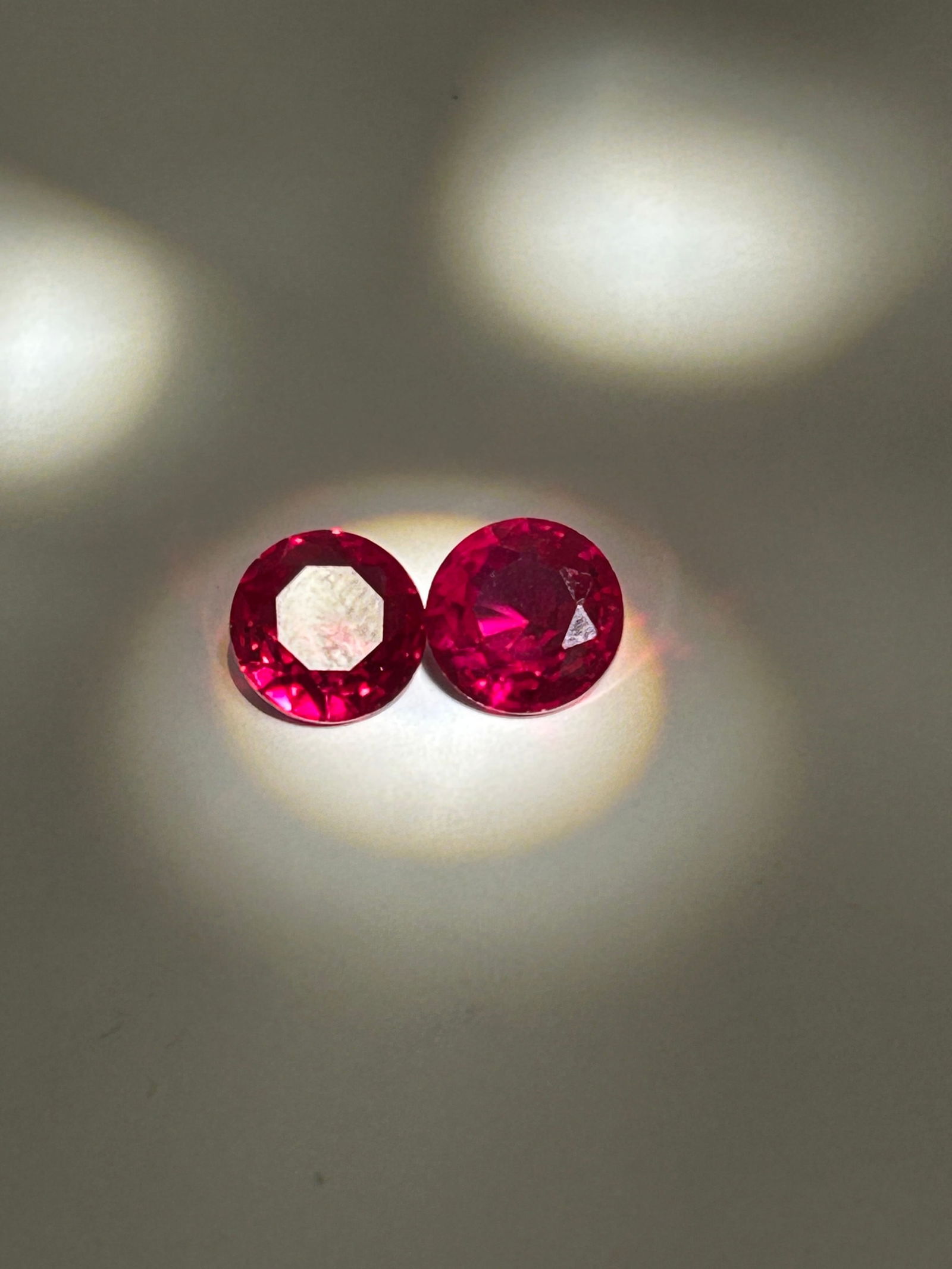 PAIR Myanmar Rubies 6ct Round Cut GIR Certified: A pair of 6-carat total weight (3ct each) matched round-cut Burmese rubies represents a highly valuable, investment-grade acquisition. Color intensity and clarity and treatment drive up value, with