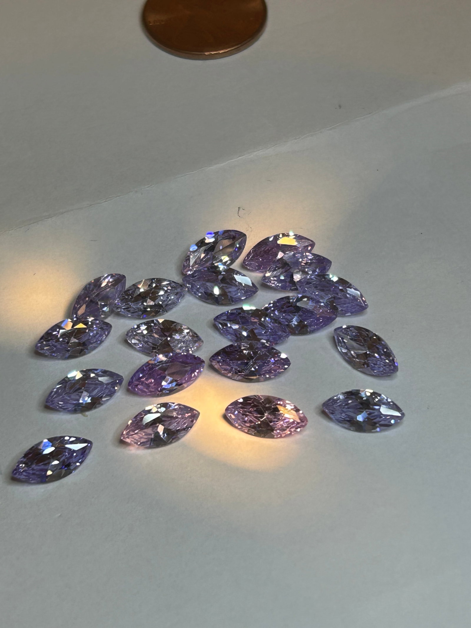 Purple Sapphire 19 Pcs Marquise Cut fom Ceylon No Reserve.: Ceylon is renowned for producing vibrant, high-clarity, and often less-included sapphires.