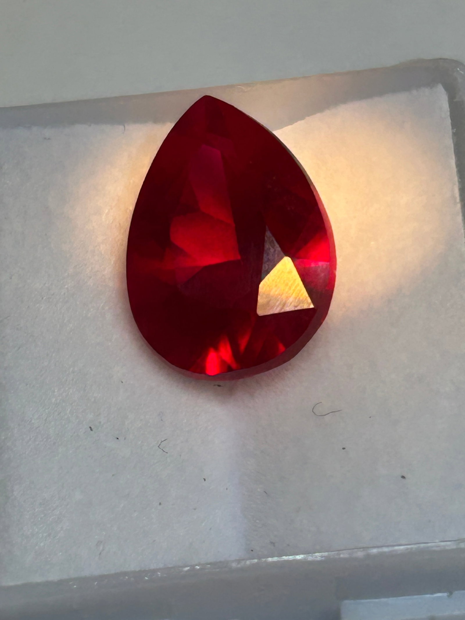 11ct Mozambique Blood Ruby Pear Cut: deep, intense Pigeon Blood red color and high durability. Transparent with great brilliance, color and clarity making them suitable for high-impact jewelry.