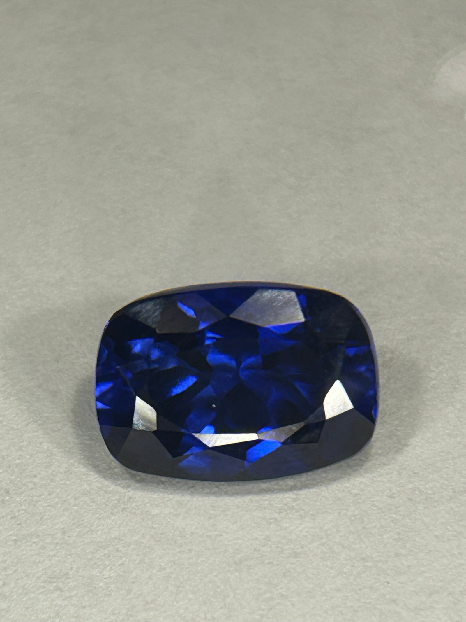 6.46 Carat ---- Deep Blue Sapphire ---- Cushion Mixed Cut -- LAB GROWN IGI Certified: 6.46 Carat ---- Deep Blue Sapphire ---- Cushion Mixed Cut