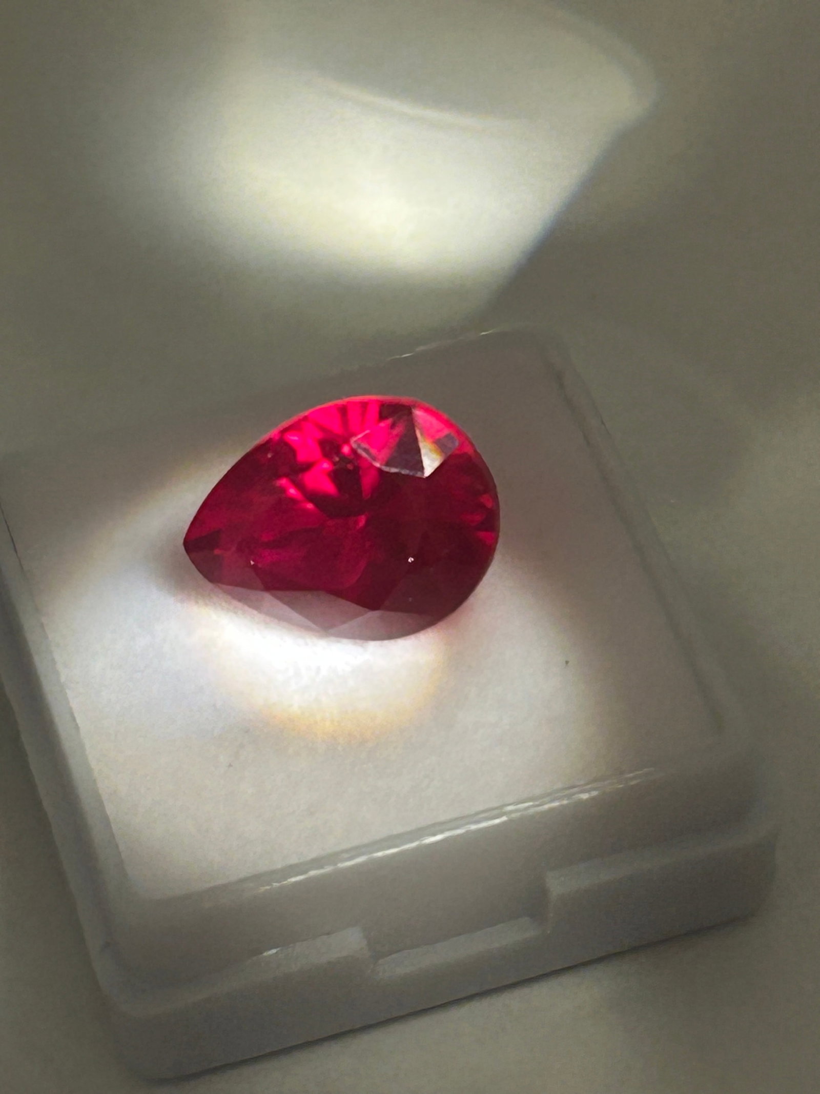 7.94 Carat --- Blood Ruby --- Pear Cut--- LAB GROWN -- IGI Certified: 7.94 Carat --- Blood Ruby --- Pear Cut-