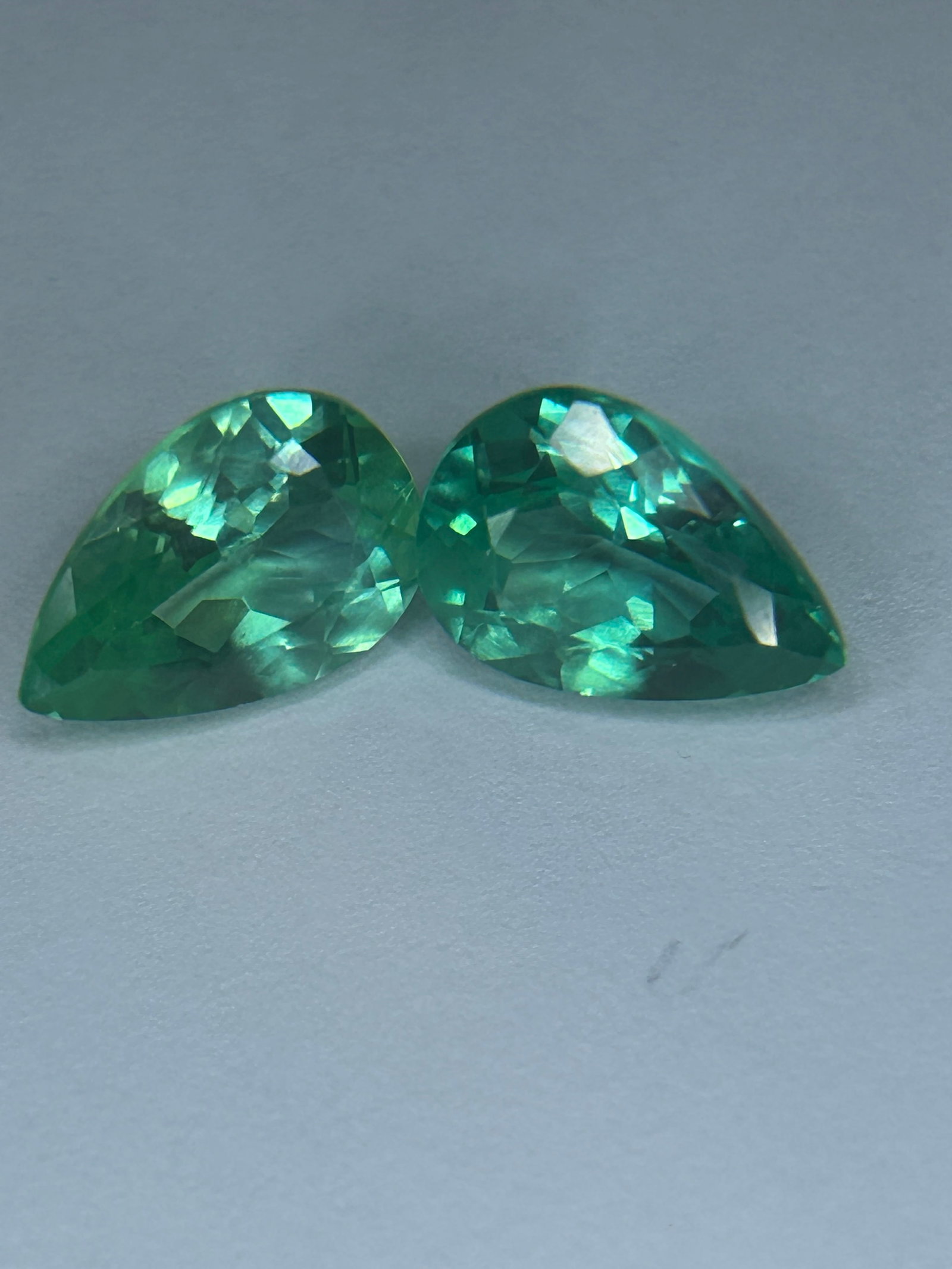 12.45 Carat --- Green Sapphire PAIR --- Pear Cut --- GIR Certified (1 of 6)