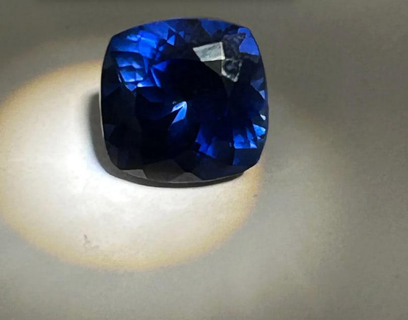 11.36 Carat --- Kashmir Blue Sapphire ---- Cushion Cut --- EGL Certified.: Singular Gemstone. Blue sapphire of 11.36 carats with a cushion cut is an exceptionally rare and valuable gemstone, above the average find. A beautiful purplish blue this gem would make a perfect cent