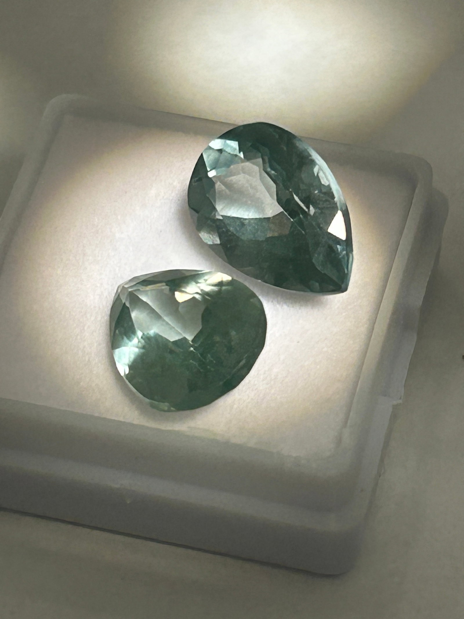 12.40 Carat --- Green Sapphire --- Pear Cut PAIR --- GIR Certified (1 of 6)