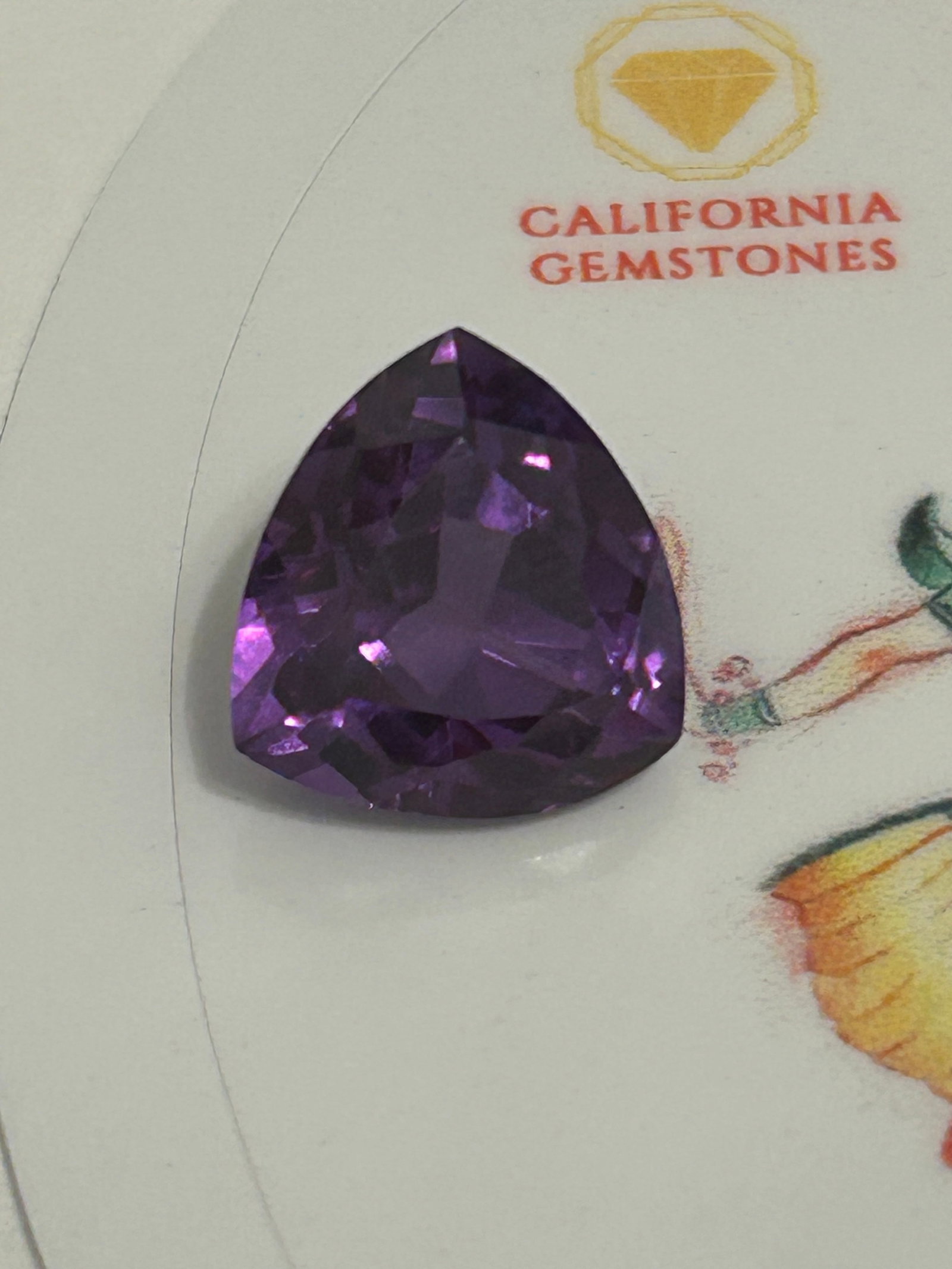 9.95 Carat -- Russian Deep Purple Alexandrite --- Trillion Cut: Russian Alexandrite with a Trillion Cut is a mesmerizing gemstone. Known for color change from deep purple to steel gray.