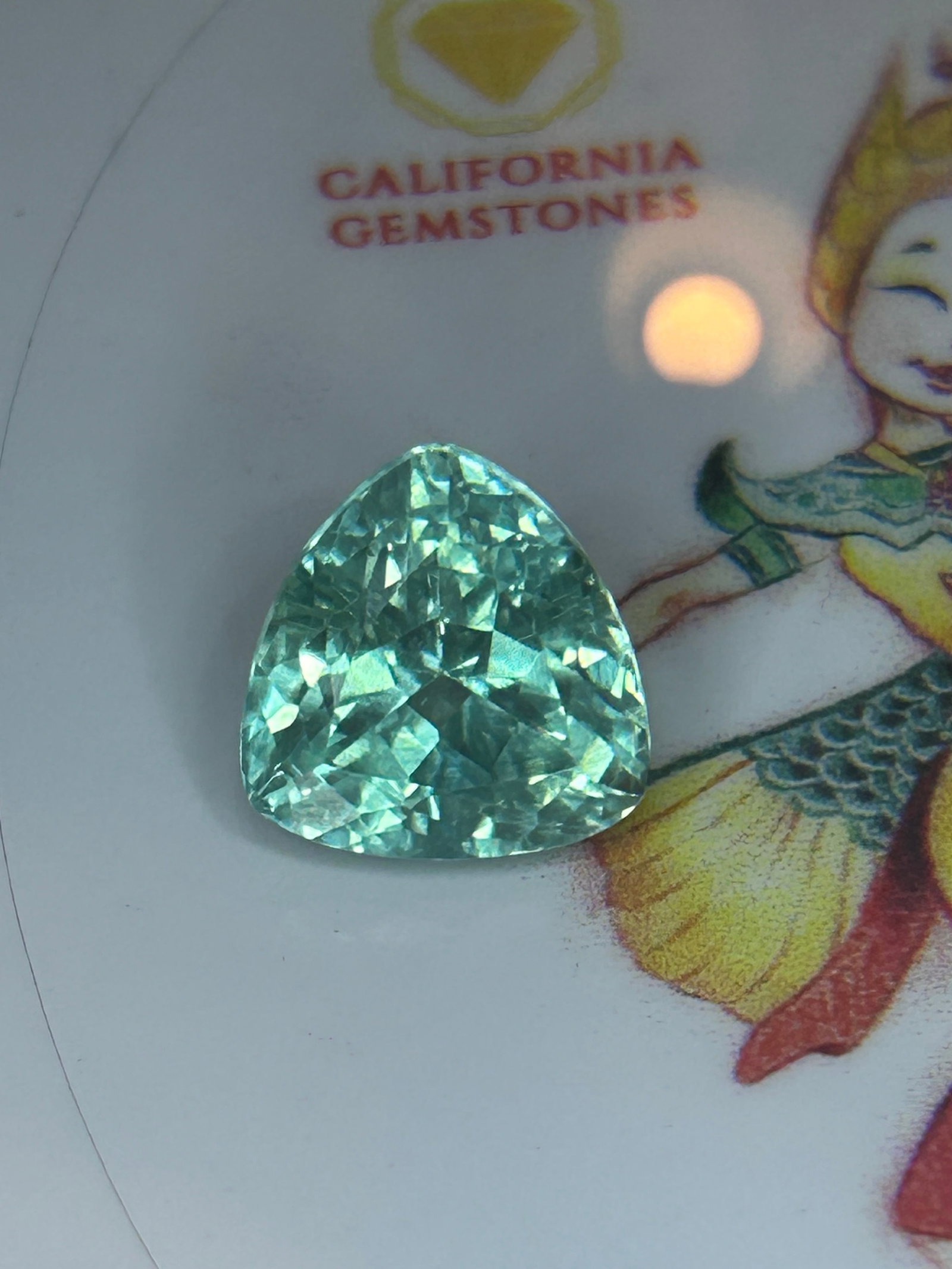 7.5 Carat ---- Natural Indian Green Sapphire --- Trillion Cut ---- European Gem Lab Certified (1 of 4)