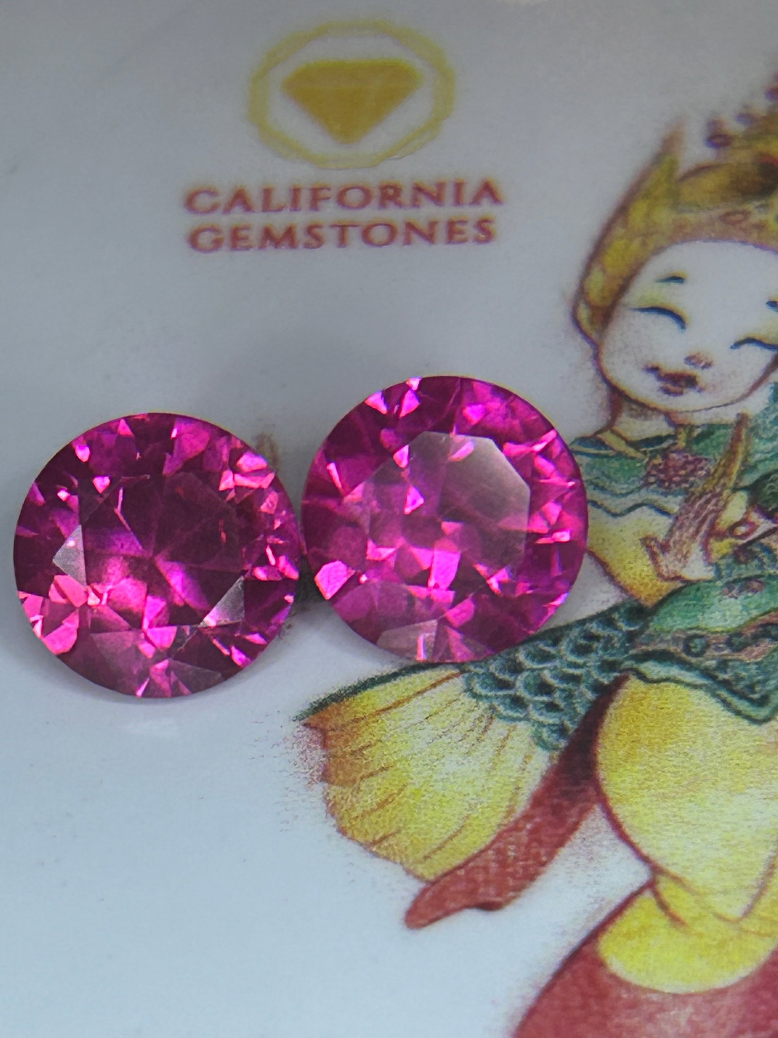 10.0 Carat ---- Ceylon Pink Sapphire PAIR -- Brilliant Round Cut-- European Gem Lab: A matched pair of pink sapphires features a classic brilliant round cut. Ideal for earrings or a two-stone ring, these gems exhibit a striking, vibrant pink hue, excellent fire, and eye-clean clarity.