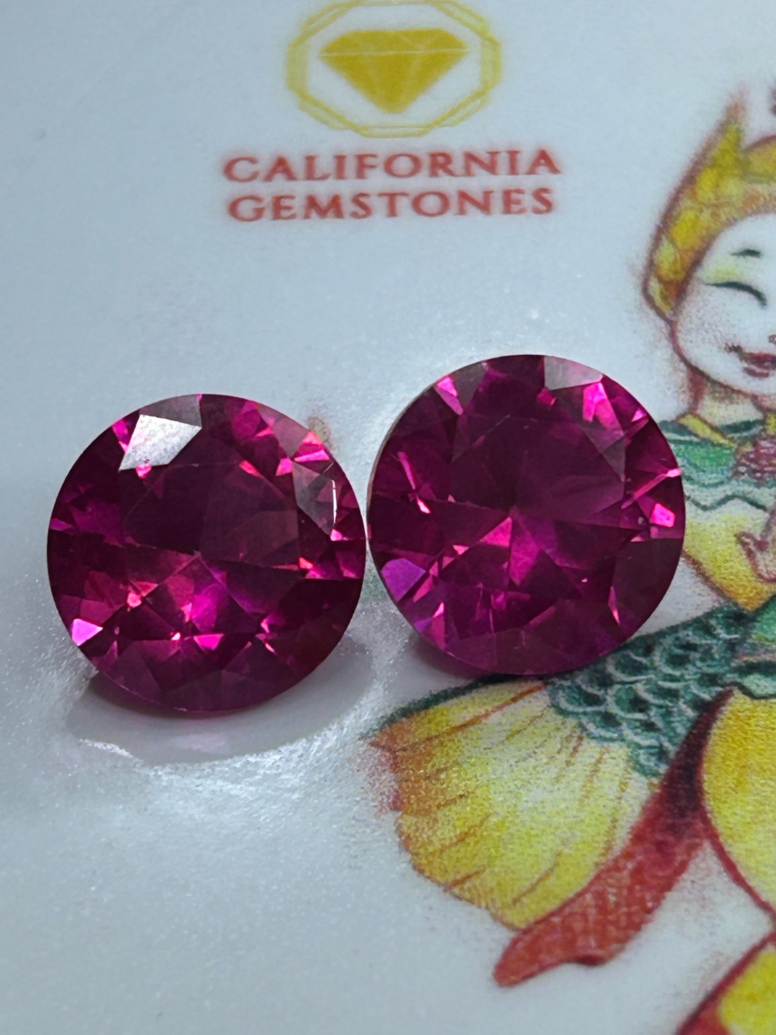 10.0 Carat ---- Ceylon Pink Sapphire PAIR -- Brilliant Round Cut-- European Gem Lab: A matched pair of pink sapphires features a classic brilliant round cut. Ideal for earrings or a two-stone ring, these gems exhibit a striking, vibrant pink hue, excellent fire, and eye-clean clarity.