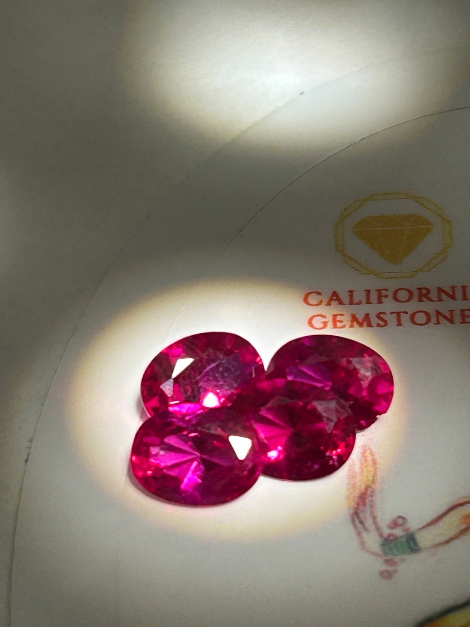 4 Carat ---- Four Natural Myanmar Red Rubies--- Brilliant Oval Cut---- Certified: Highly saturated pigeon's blood red color. Their brilliant oval cut maximizes fire and scintillation, resulting in a luxurious suite of gemstones perfect for high end jewelry.Condition Report