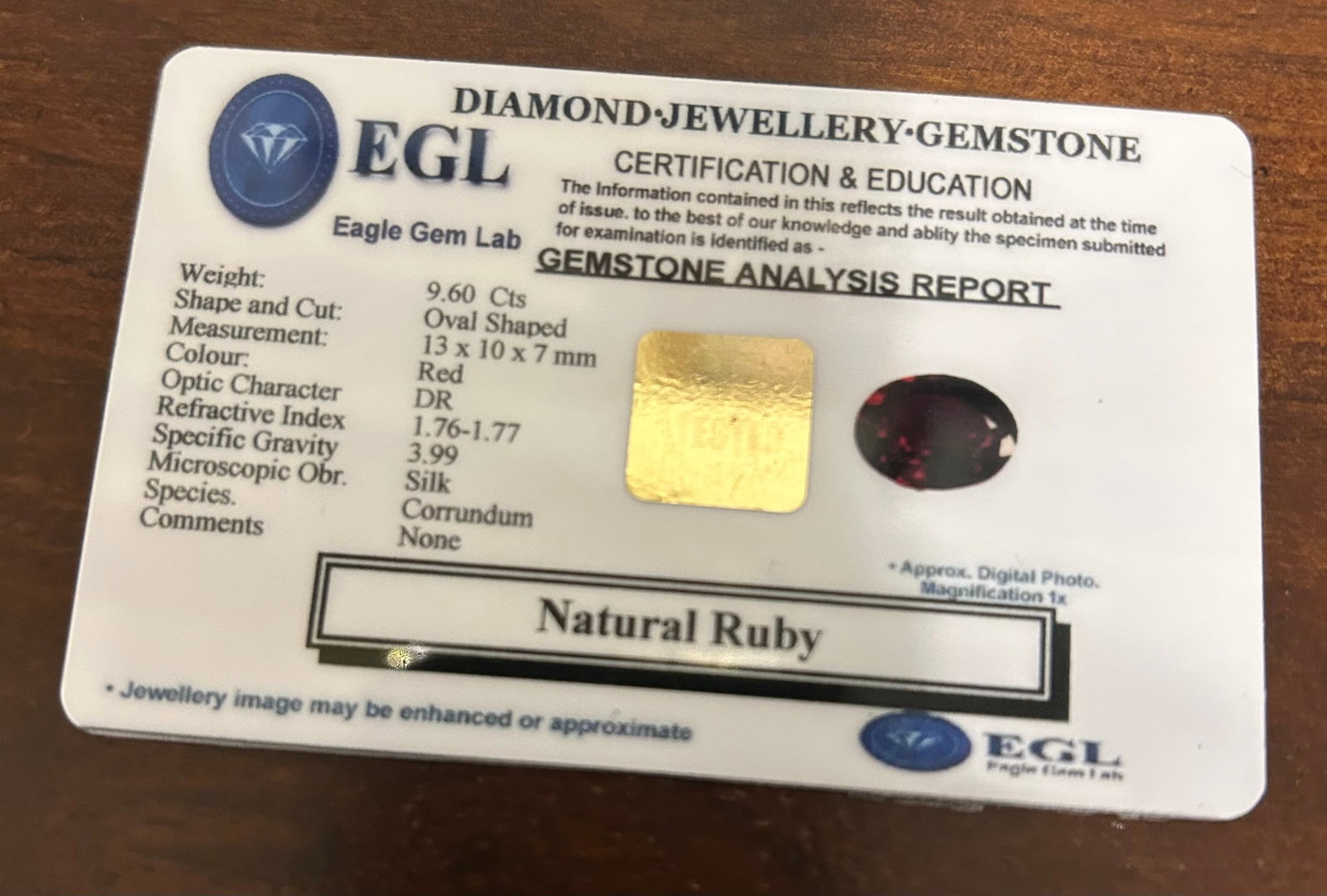 9.60 Carat --- Red Ruby --- Oval Cut --- EGL Certified - 5