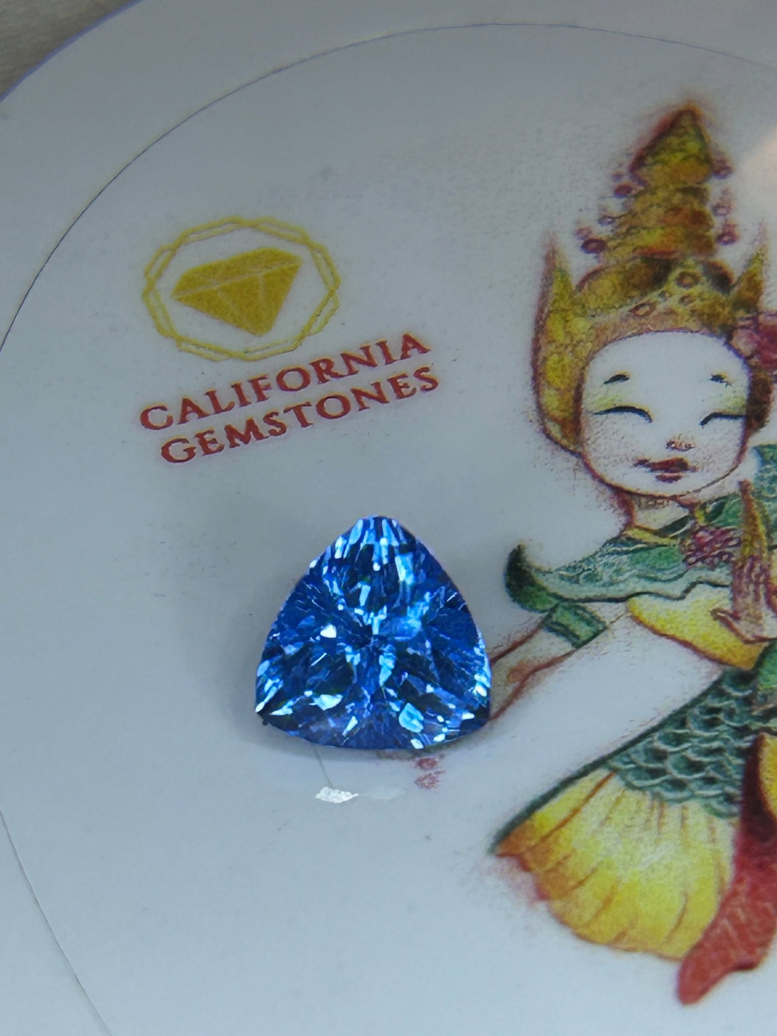 4 Carat --- Natural Ceylon Blue Sapphire ---- Trillion Cut: Combining the prestigious, bright "royal" blue hues typical of Sri Lankan mines with a modern, brilliant, triangular facet pattern.