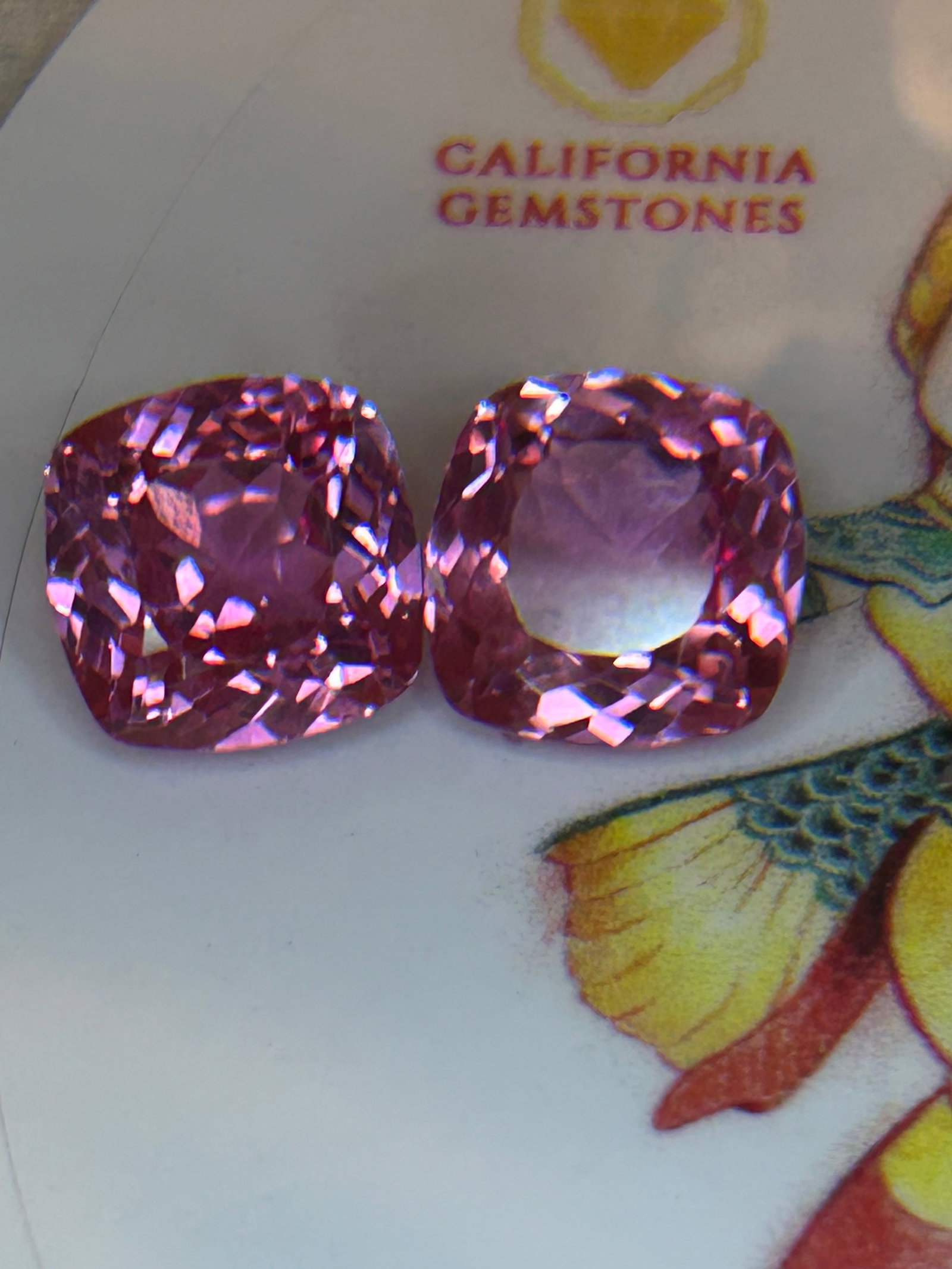18.00 Carat --- Natural Padparadscha Sapphire PAIR--- Cushion Cut: 18.00 Carat Natural Padparadscha Sapphire PAIR- Cushion Cut