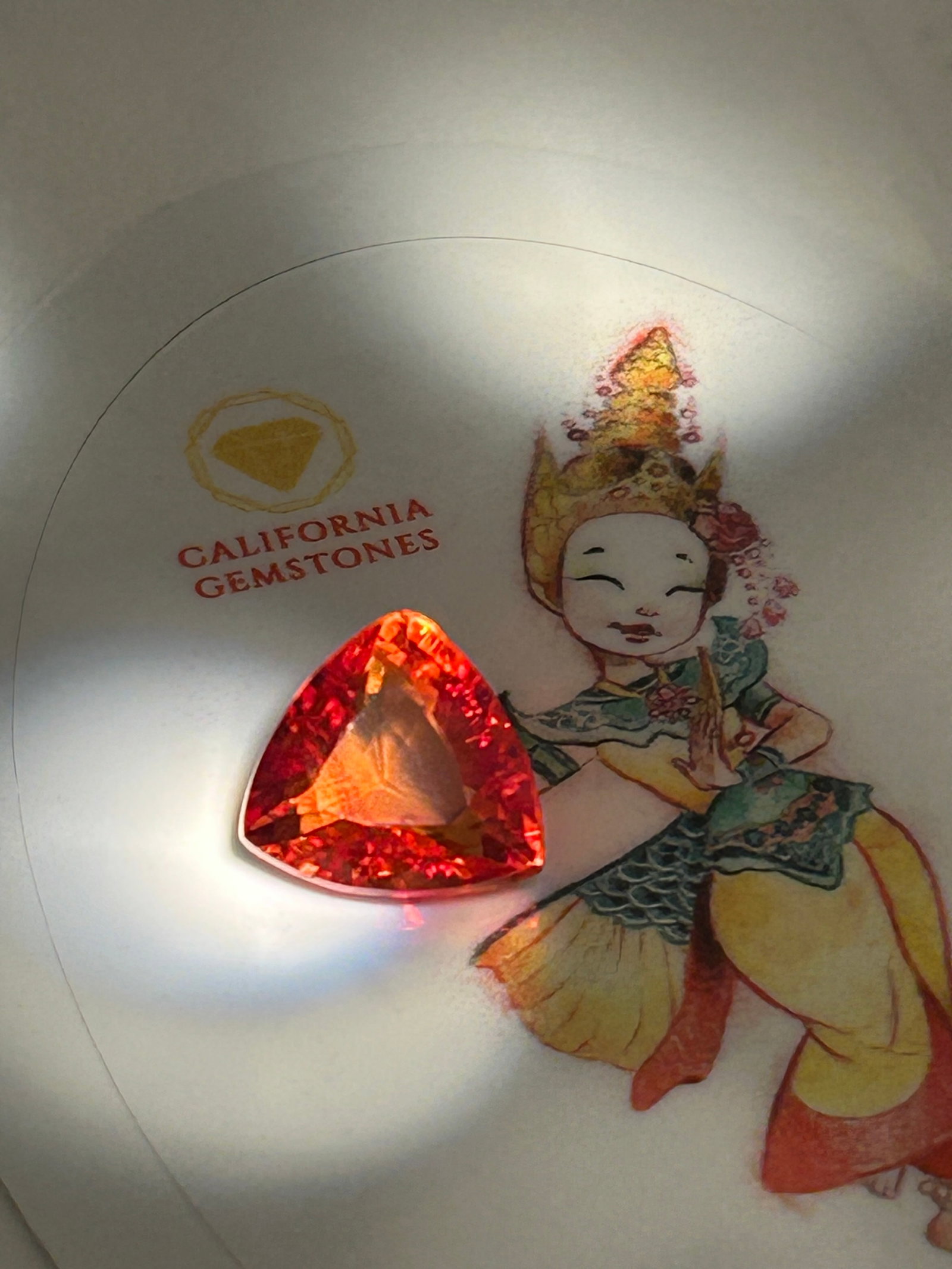 6.0 Carat --- Natural Ceylon Orange Sapphire----Trillion Cut: a rare, bold gemstone featuring vivid Fanta fire-orange color, triangular geometry, and exceptional brilliance.