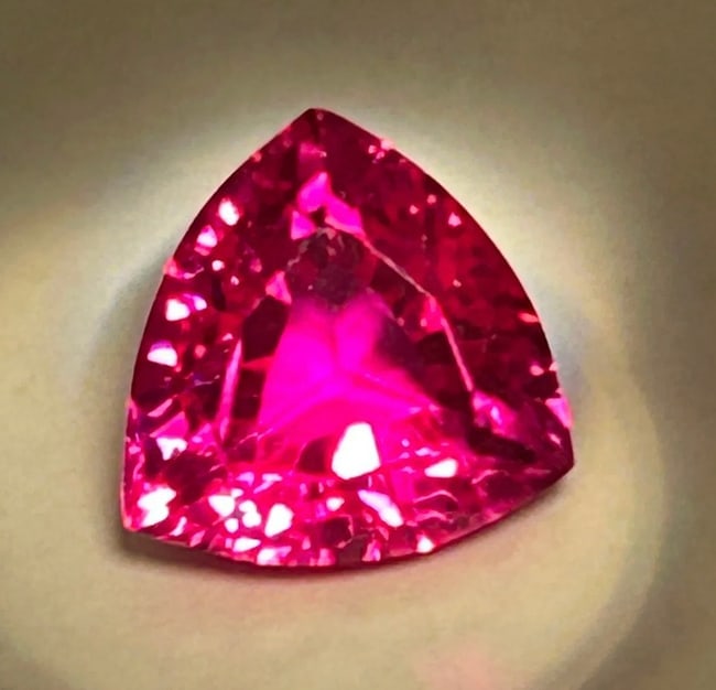 14.0 Carat ---- Bubble Gum Sapphire ---- Brilliant Trillion Cut (1 of 2)