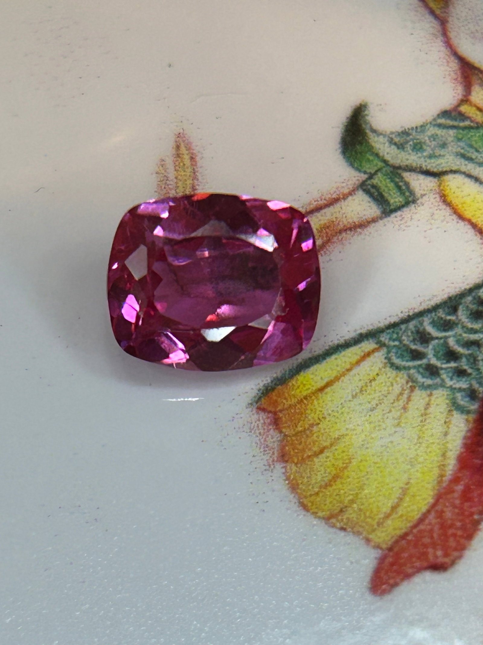 3.00 Carat ---- Natural Pink Sapphire--- Cushion Cut: A highly sought-after, and rare gemstone. It features a brilliant faceting style that highlights its intense color while maintaining excellent transparency. The cushion shape—a square or rectangle w
