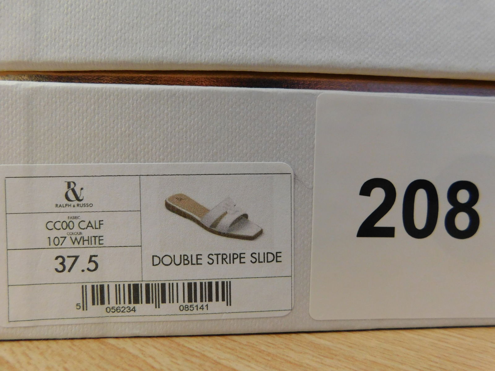 Pair of Ralph & Russo Double-Stripe Slide Sandals, Fabric Calf, White, With Box & Dust Bags. EU Size - 4