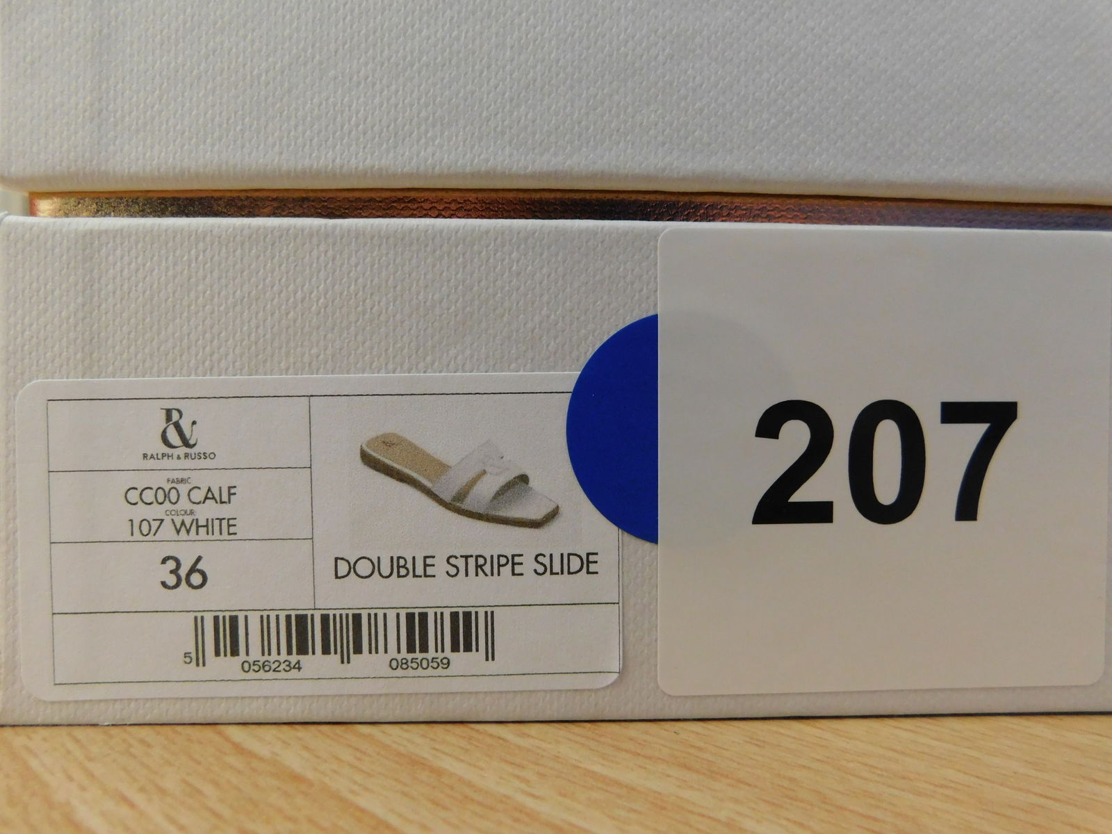 Pair of Ralph & Russo Double-Stripe Slide Sandals, Fabric Calf, White, With Box & Dust Bags. EU Size - 4