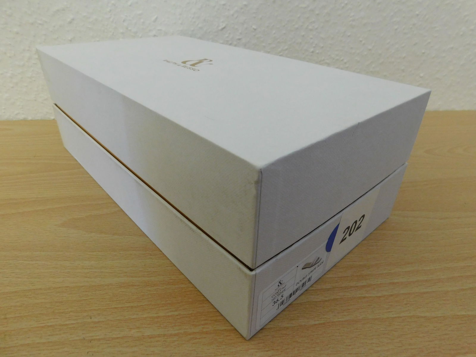 Pair of Ralph & Russo Double-Stripe Slide Sandals, Fabric Calf, White, With Box & Dust Bags. EU Size - 5