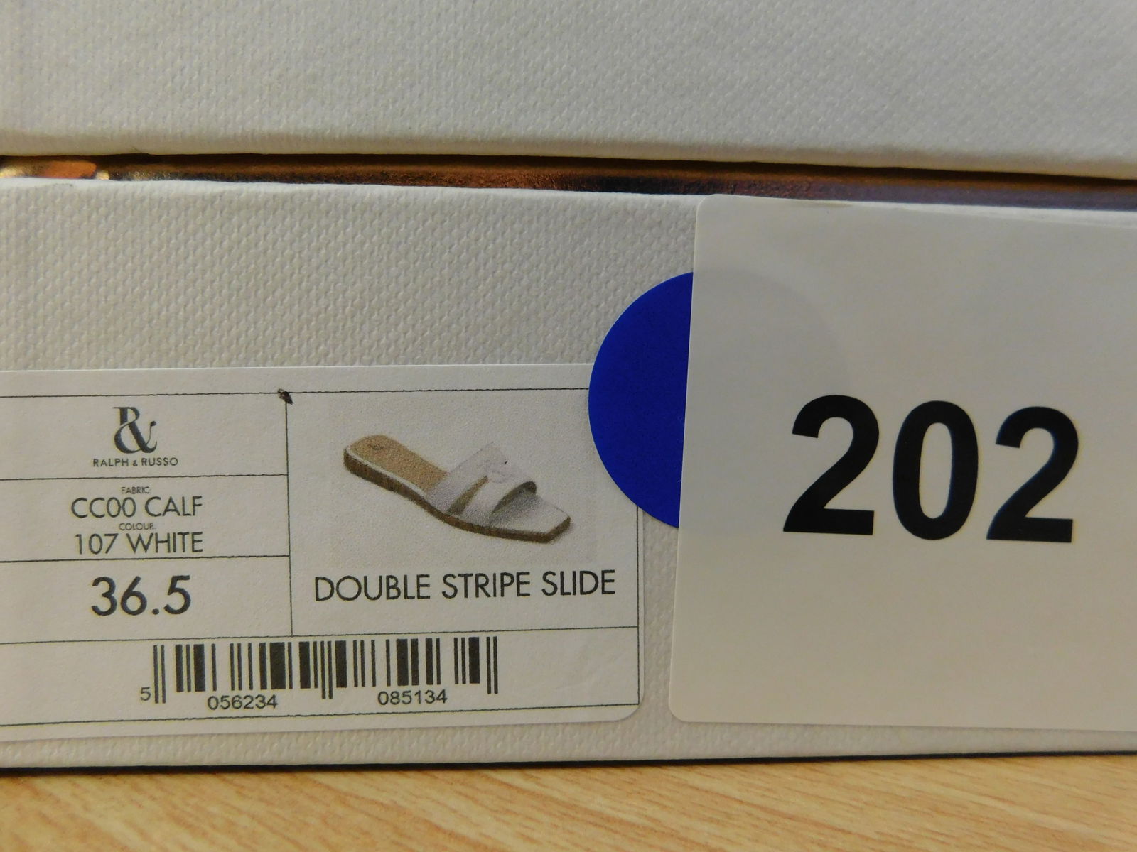 Pair of Ralph & Russo Double-Stripe Slide Sandals, Fabric Calf, White, With Box & Dust Bags. EU Size - 6