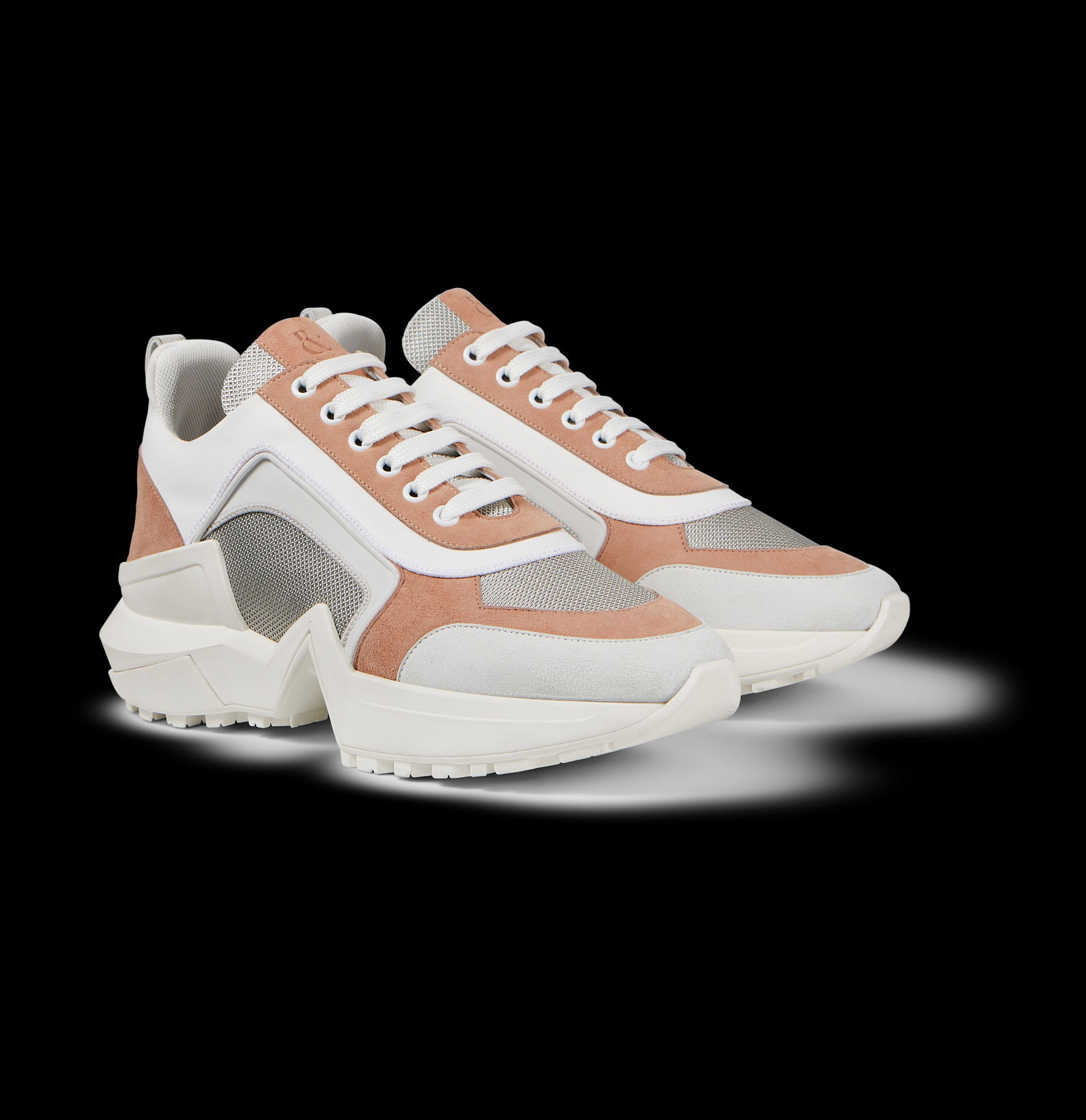 Pair of Ralph & Russo 4.0 Runner Sneakers, Suede Fabric, Tan White Silver, With Box & Dust Bags. EU: Pair of Ralph & Russo 4.0 Runner Sneakers 23002, Suede Nylon, Tan White Silver, With Box & Dust Bags. EU Size 38.5. (RRP £595) Emblematic of the strong l