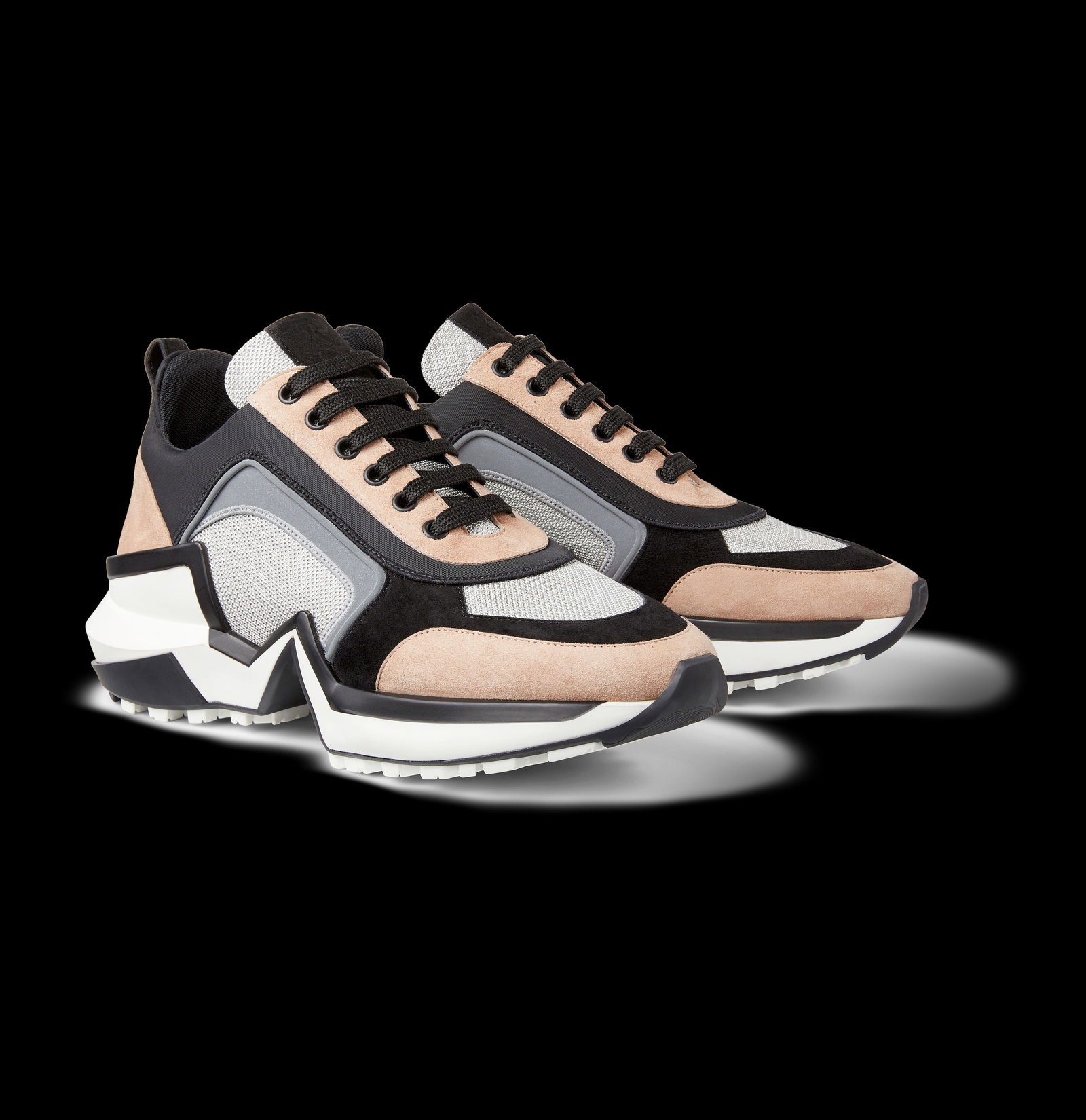 Pair of Ralph & Russo 4.0 Runner Sneakers, Suede Fabric, Tan Silver Black, With Box & Dust Bags. EU: Pair of Ralph & Russo 4.0 Runner Sneakers 23002, Suede Nylon, Tan Silver Black, With Box & Dust Bags. EU Size 39. (RRP £595) Emblematic of the strong lines in modern