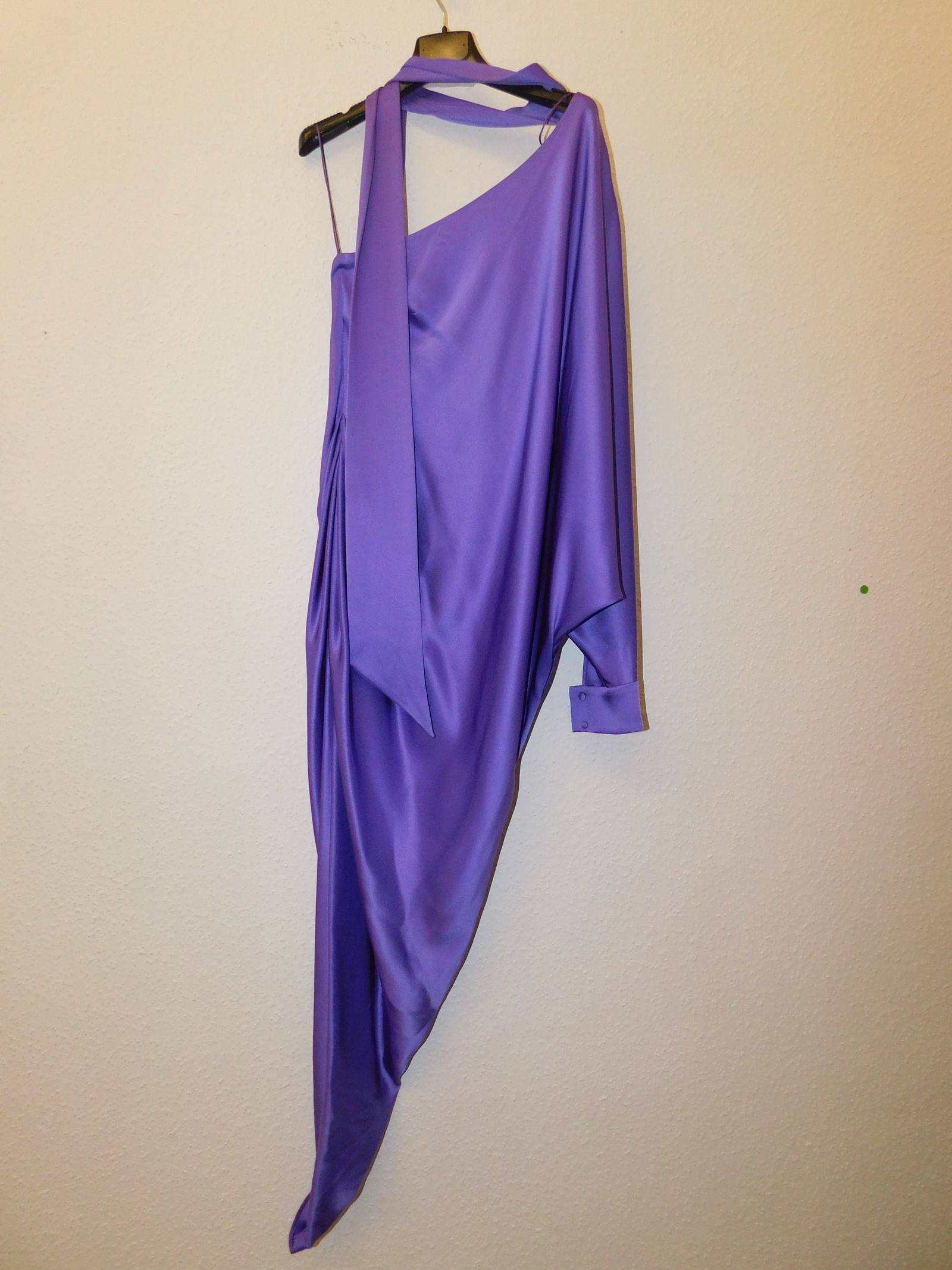 Ralph & Russo 19U 11 D10 SS05 Angelina Double Silk Satin Asymetric Dress, 520 Bright Purple Dress, - 2