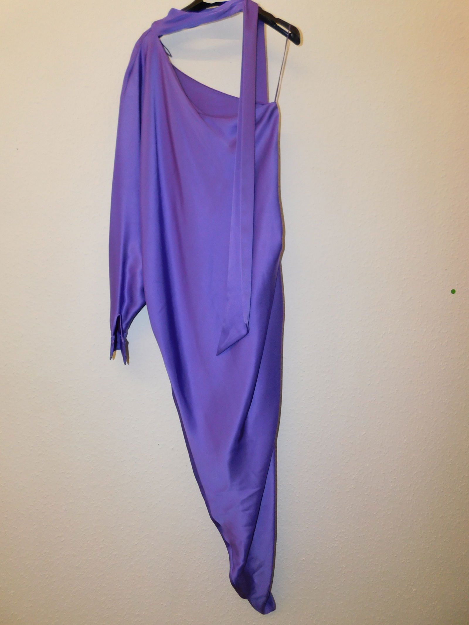 Ralph & Russo 19U 11 D10 SS05 Angelina Double Silk Satin Asymetric Dress, 520 Bright Purple Dress, - 3