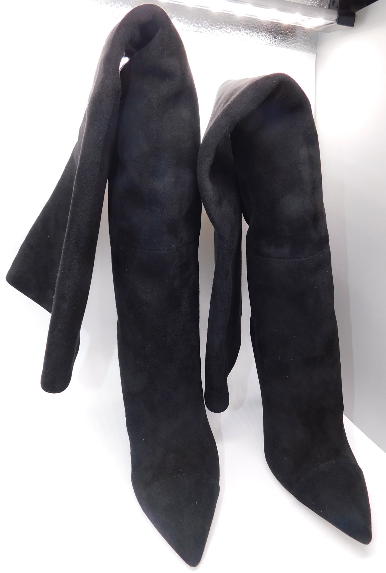 Pair of Ralph & Russo OTK Boots, Suede Fabric, Black, With Box & Dust Bags. EU Size 36. (1 of 4)