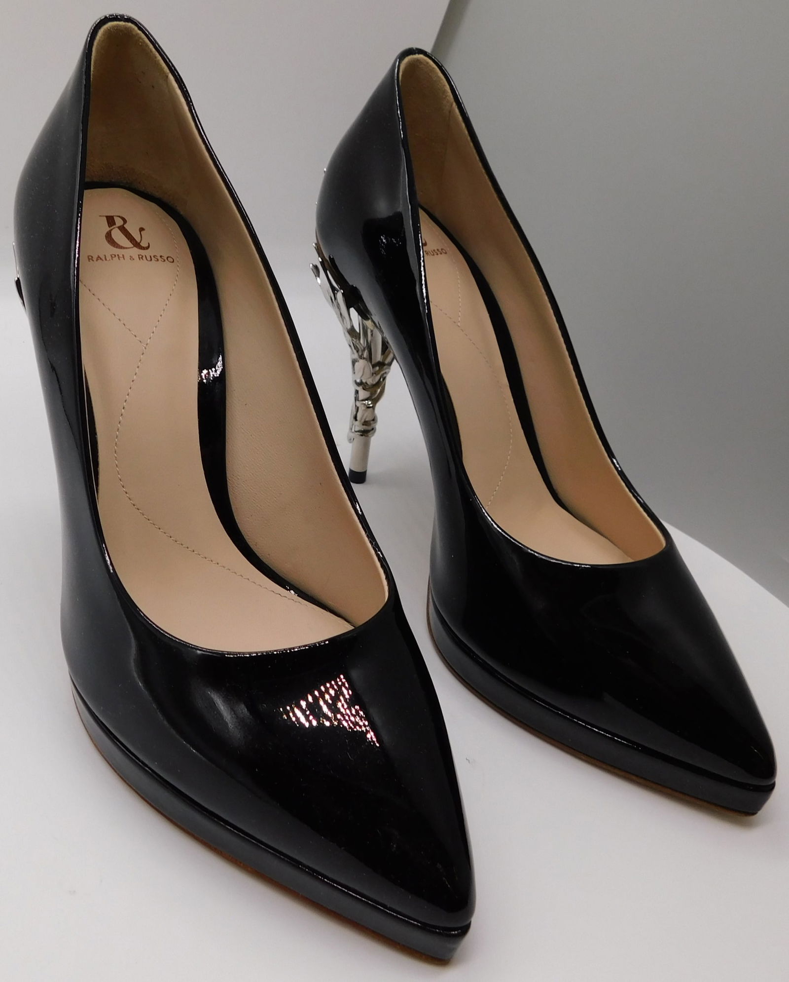 Pair of Ralph & Russo Eden Platform Heels, Black/ Silver, With Box & Dust Bags. EU Size 35.: Pair of Ralph & Russo Eden Platform Heels 21006, Black/ Silver, With Box & Dust Bags. EU Size 35. (RRP £1,300). The Eden Platform Heel is handcrafted in Italy from glossy