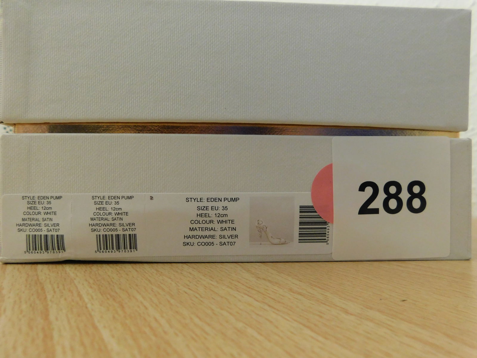 Pair of Ralph & Russo Eden Heel Pumps, Satin Fabric, White/ Silver, With Box & Dust Bags. EU Size 35 - 4