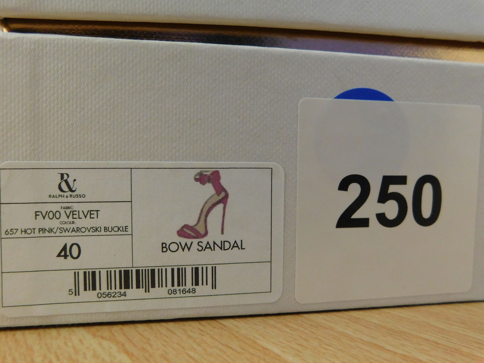 Pair of Ralph & Russo Bow Sandals, Velvet Fabric, Hot Pink/ Swarovski Buckle, With Box & Dust Bags. - 5