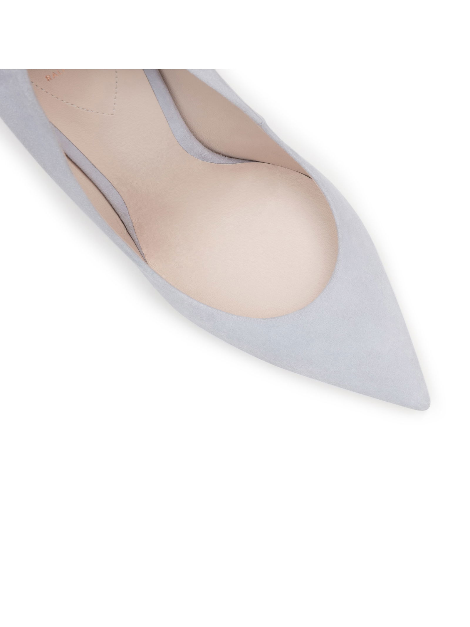 Pair of Ralph & Russo Empire Heel Pumps, Suede Fabric, Pale Blue/ Light Gold, With Box & Dust Bags. - 5