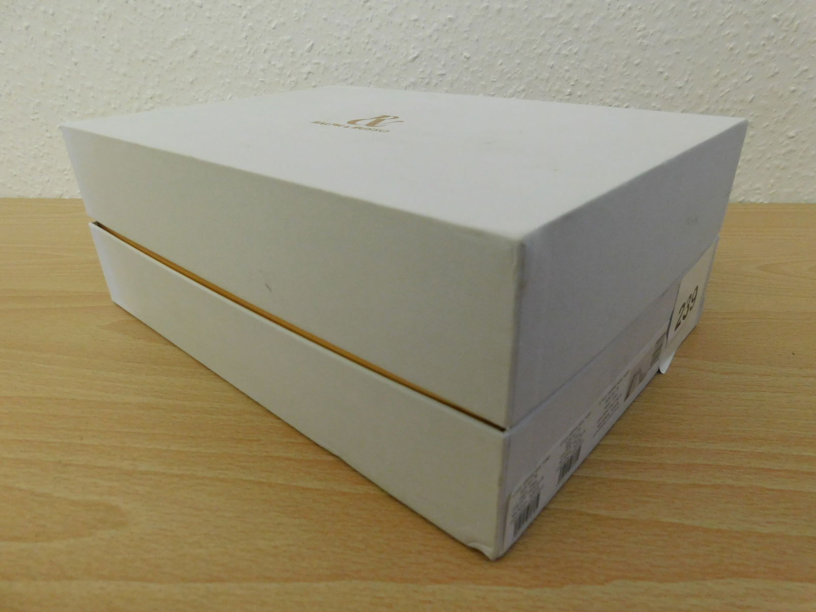 Pair of Ralph & Russo Empire Heel Pumps, Suede Fabric, Pale Blue/ Light Gold, With Box & Dust Bags. - 6