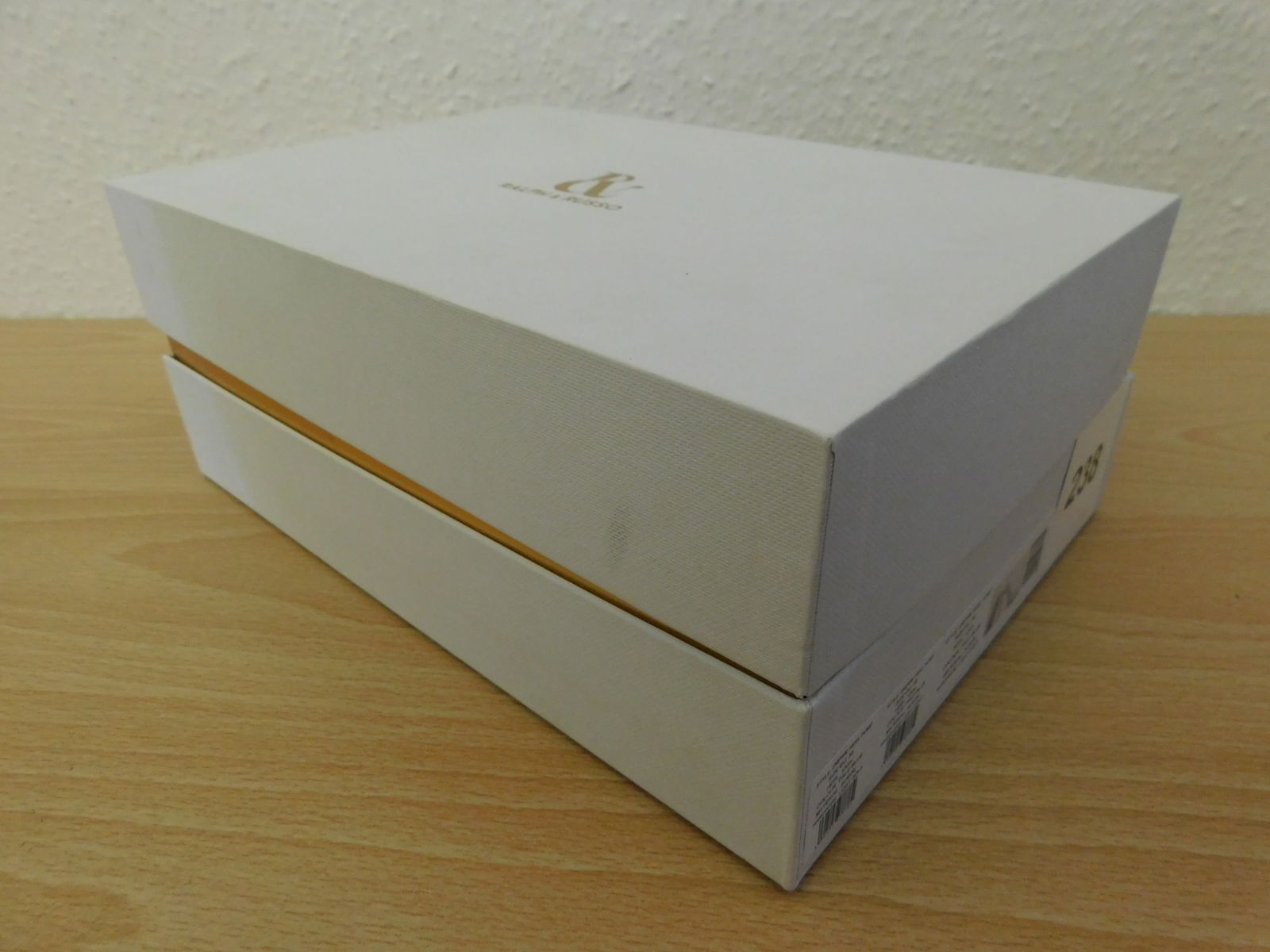 Pair of Ralph & Russo Empire Heel Pumps, Suede Fabric, Pale Blue/ Light Gold, With Box & Dust Bags. - 6