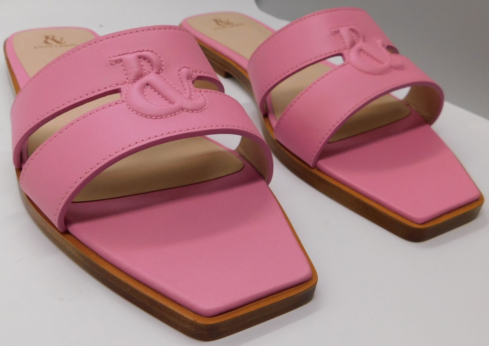 Pair of Ralph & Russo Double Stripe Sliders, Fabric Calf, Pink, With Box & Dust Bags. EU Size 36.5.: Pair of Ralph & Russo Double Stripe Slide 22003, Leather, Pink, With Box & Dust Bags. EU Size 36.5. (RRP £ 395)