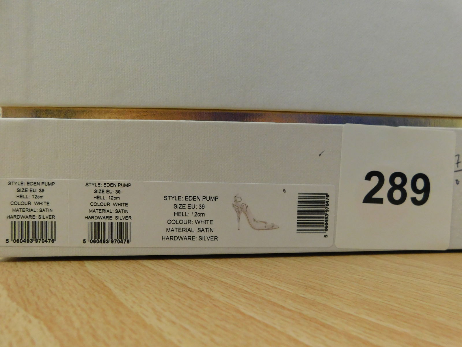 Pair of Ralph & Russo Eden Heel Pumps, Satin Fabric, White/ Silver, With Box & Dust Bags. EU Size 39 - 7