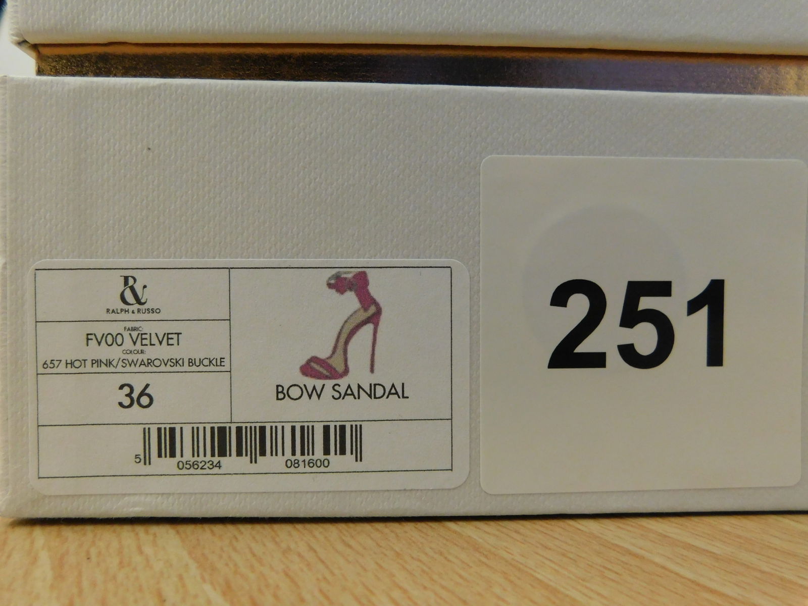 Pair of Ralph & Russo Bow Sandals, Velvet Fabric, Hot Pink/ Swarovski Buckle, With Box & Dust Bags. - 4