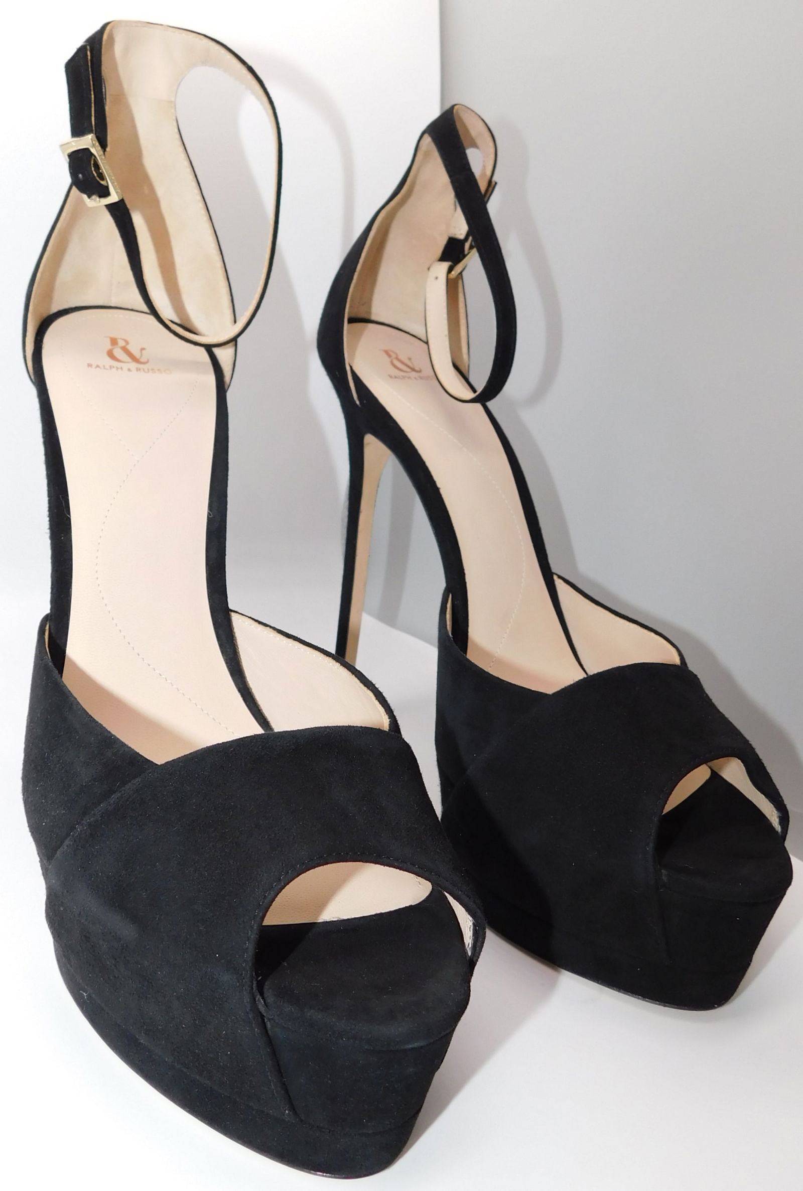 Pair of Ralph & Russo Couture Platform Sandals, Black/ Light Gold, With Box & Dust Bags. EU Size 41. - 3