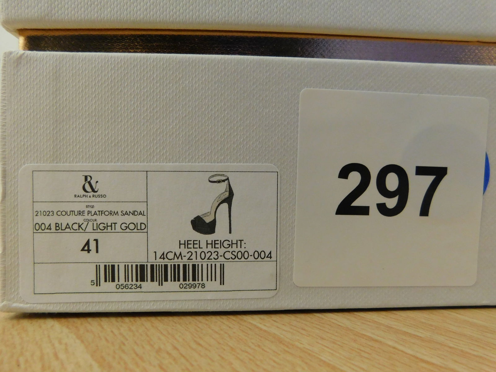 Pair of Ralph & Russo Couture Platform Sandals, Black/ Light Gold, With Box & Dust Bags. EU Size 41. - 7