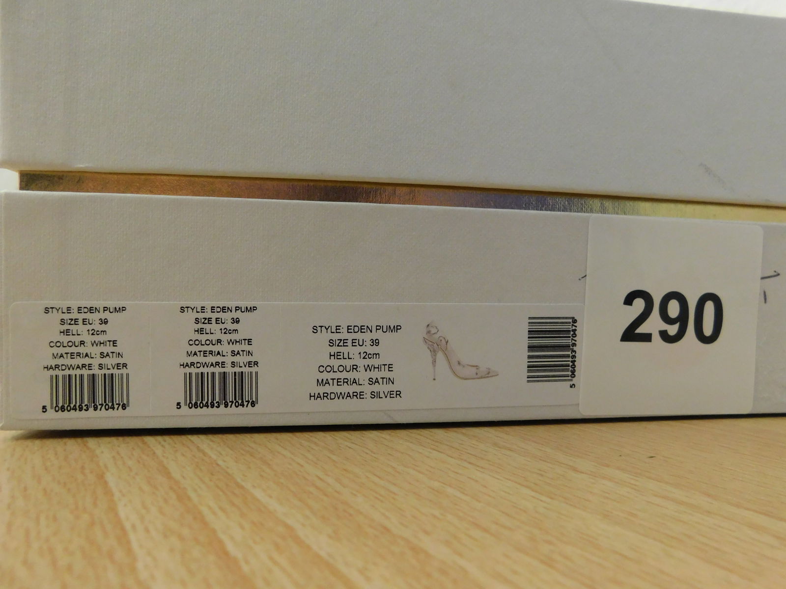 Pair of Ralph & Russo Eden Heel Pumps, Satin Fabric, White/ Silver, With Box & Dust Bags. EU Size 39 - 4