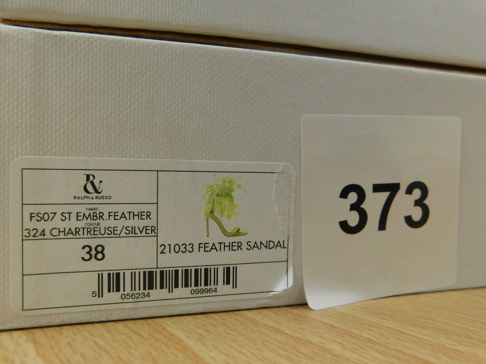 Pair of Ralph & Russo Feather Sandals, Chartreuse/ Silver, With Box & Dust Bags. EU Size 38. - 4