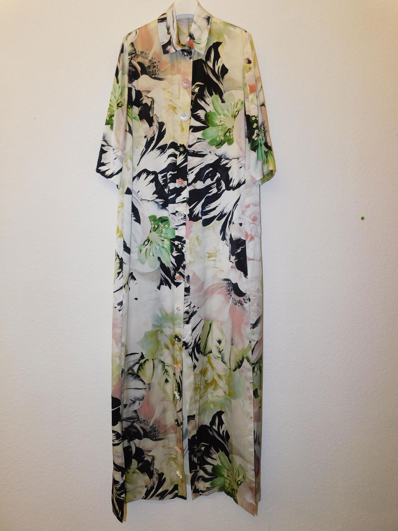 Ralph & Russo 19U11 D40 Long Jacket, Pink/Mint Print, Size 38 - 2