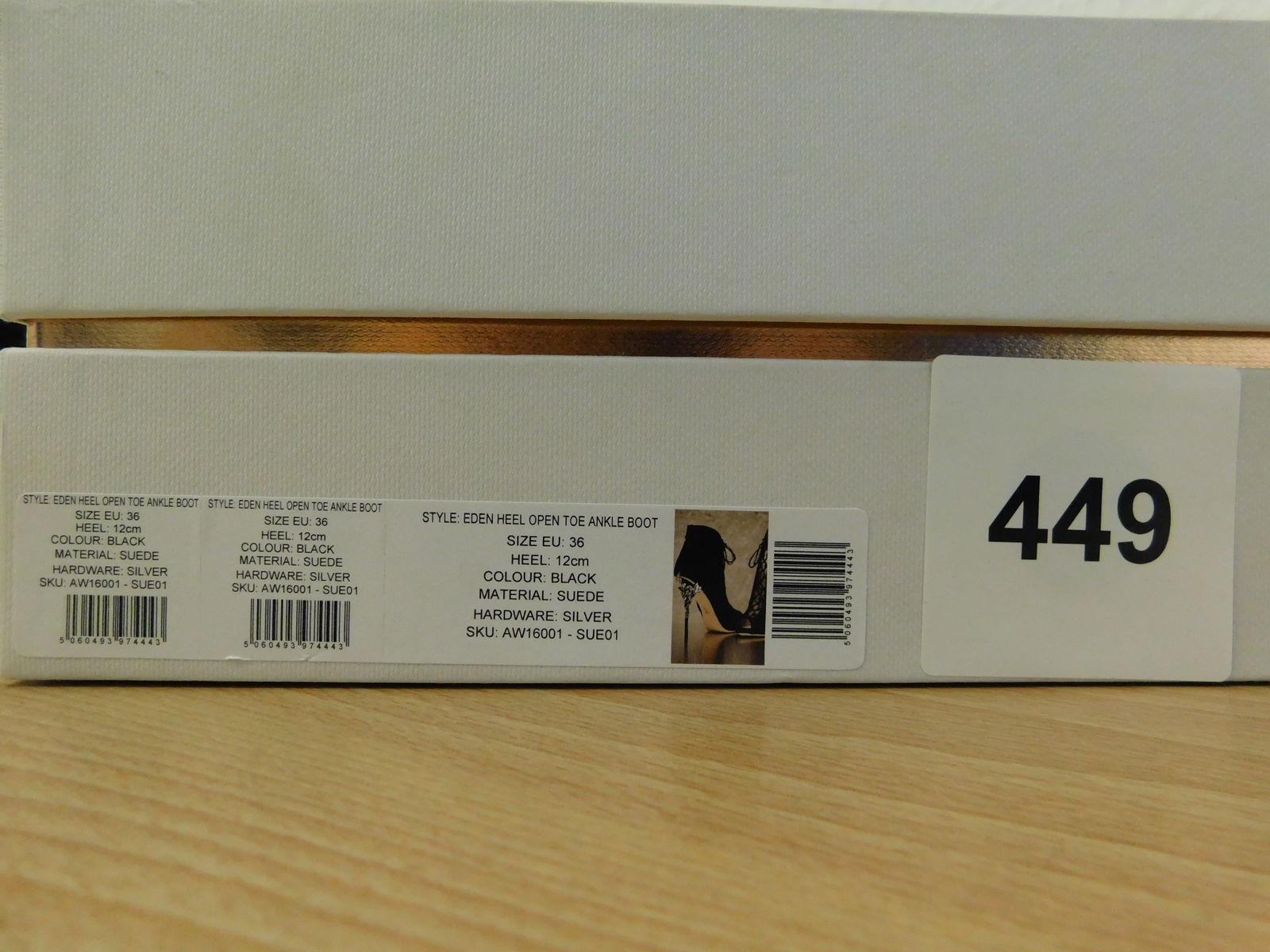 Pair of Ralph & Russo Eden Heel Open Toe Ankle Boots, Suede Fabric, Black/ Silver, With Box & Dust B - 5