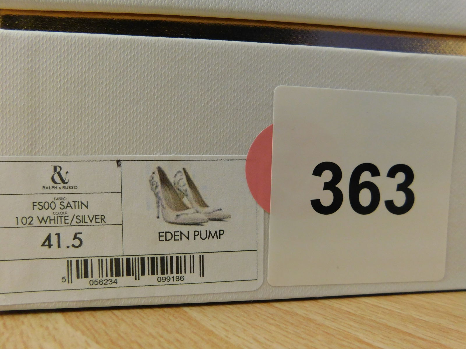 Pair of Ralph & Russo Eden Heel Pumps, Satin Fabric, White/ Silver, With Box & Dust Bags. EU Size 41 - 7