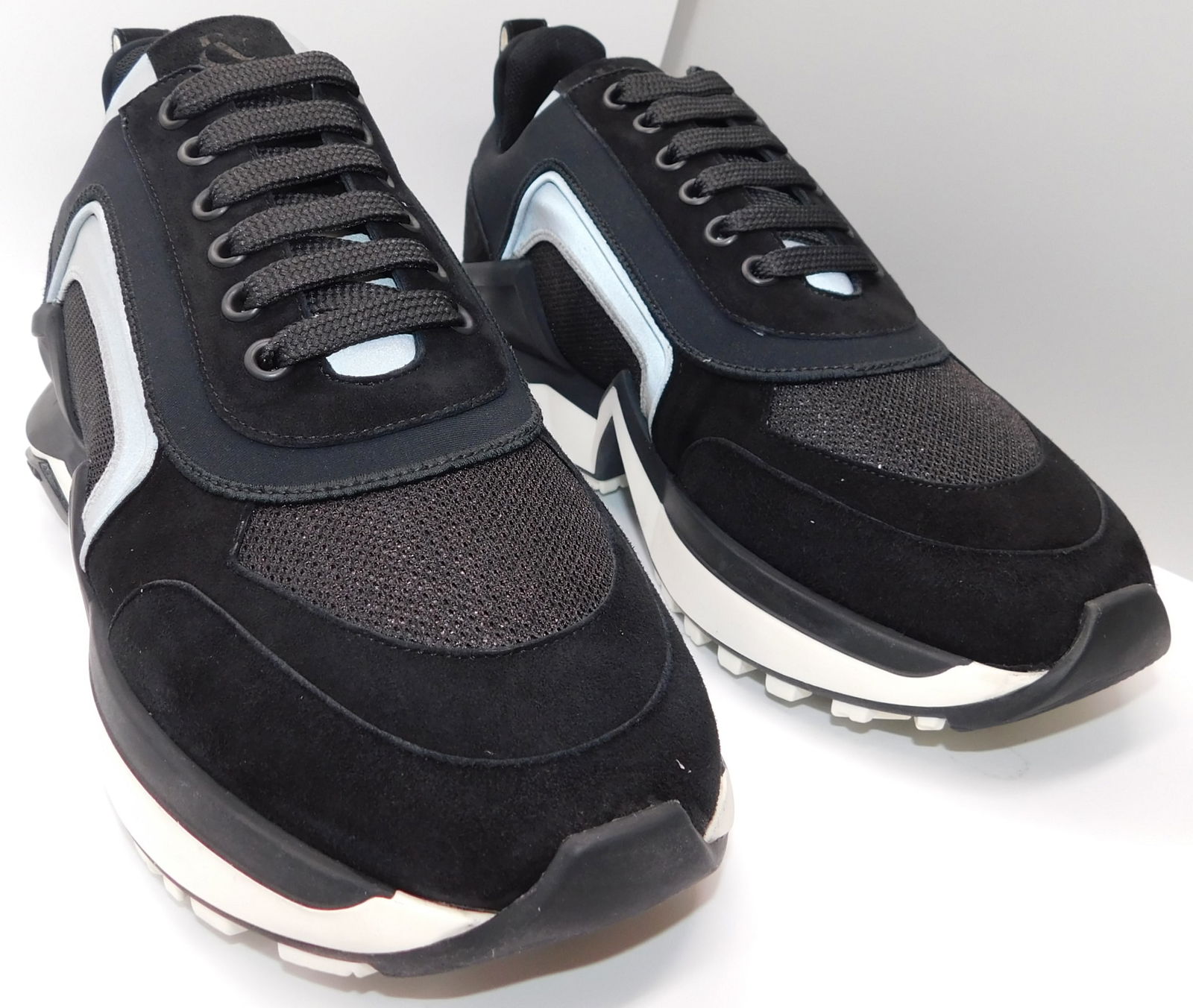 Pair of Ralph & Russo 4.0 Runner Sneakers, Suede Fabric, Black/ Silver, With Box & Dust Bags. EU Siz (1 of 7)